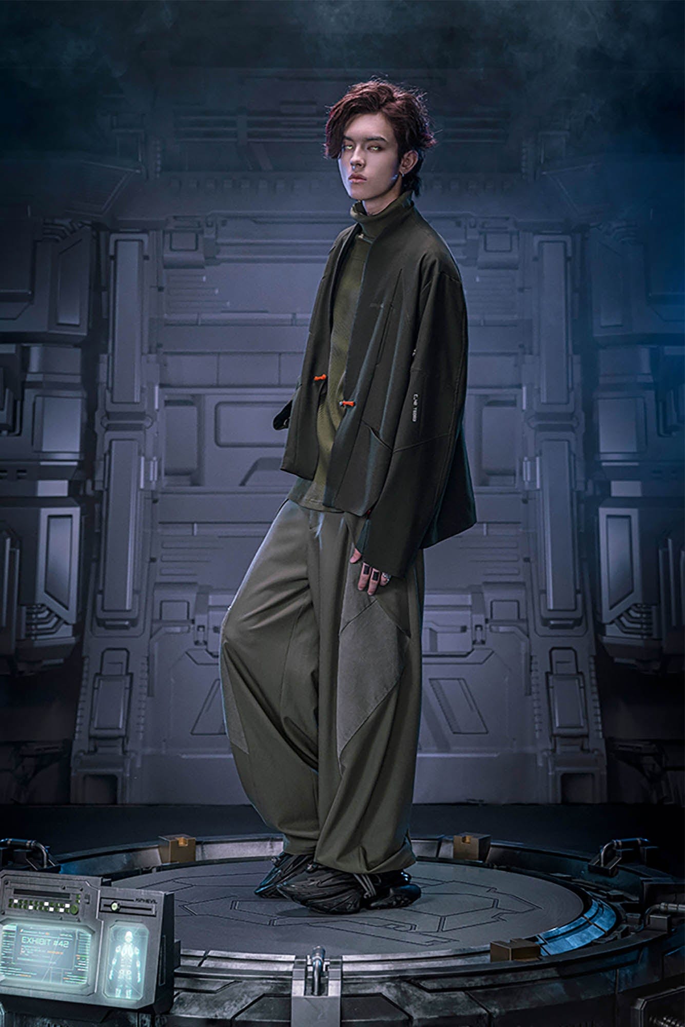 XIPHEVIL Mech Paneled Utility Wide-Leg Pants Grey-Pants-XS-Free Shipping Leatheretro