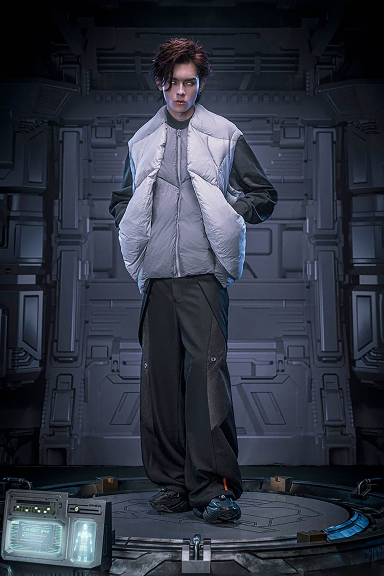 XIPHEVIL Exoskeleton Detachable-Sleeve Paneled Puffer Jacket-Jacket-XS-Free Shipping Leatheretro