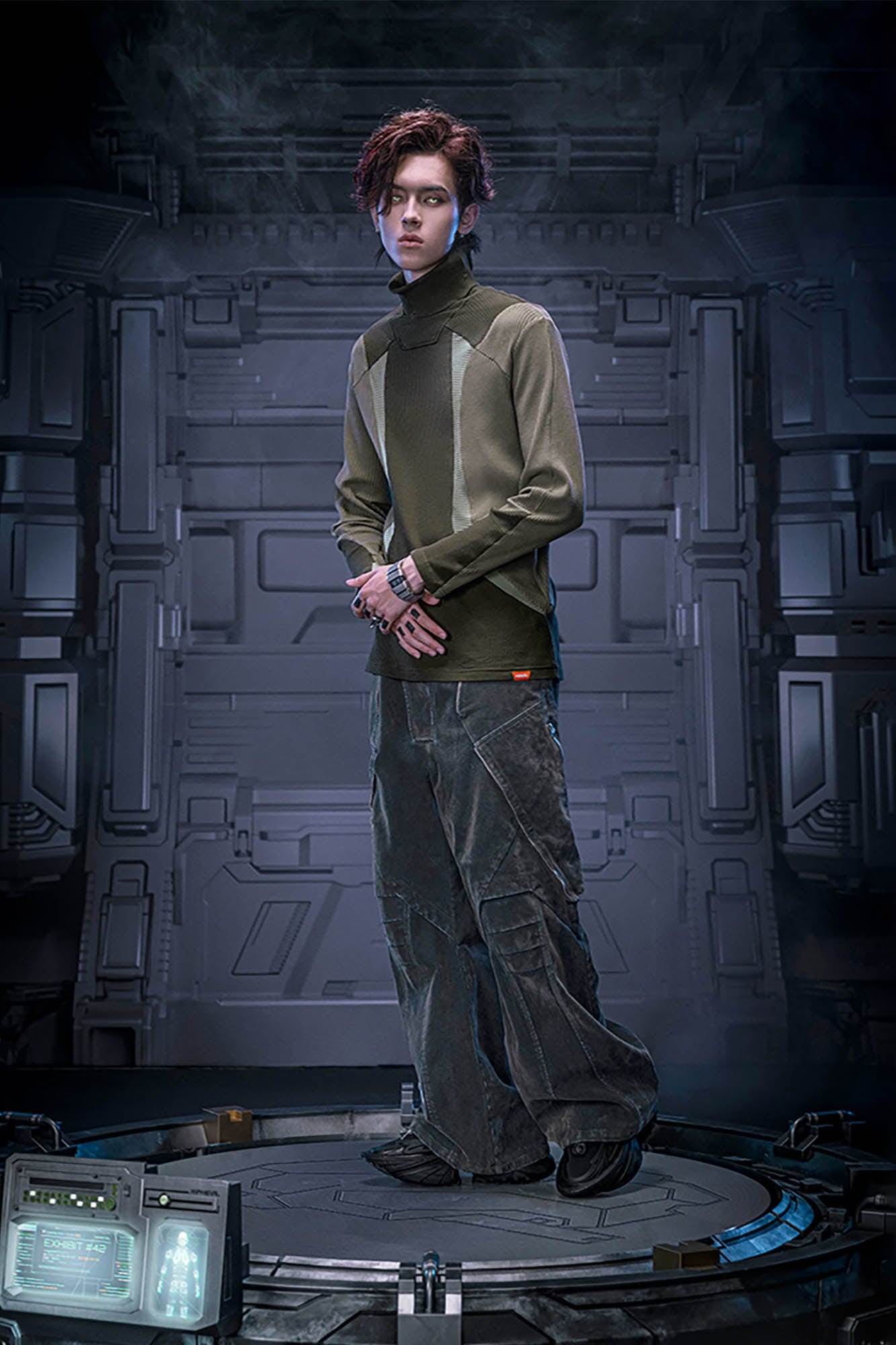 XIPHEVIL Layered Paneled Robotic Wide-Leg Pants-Pants-XS-Free Shipping Leatheretro