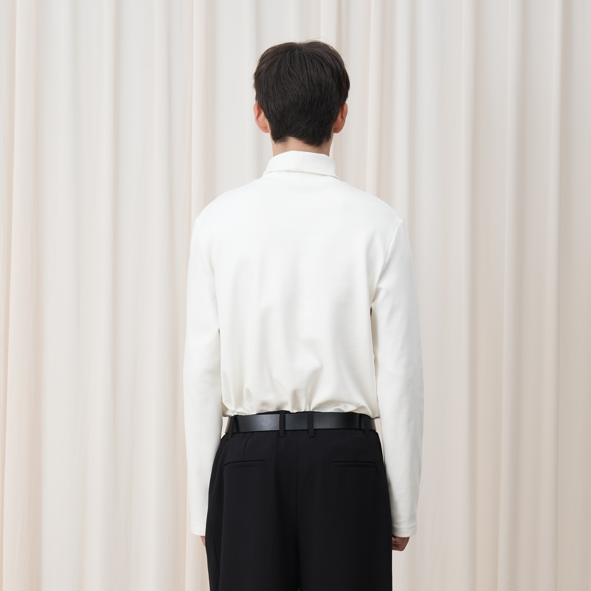 OUYANG WENJUN Tie-Graphic Turtleneck Long-Sleeve Tee