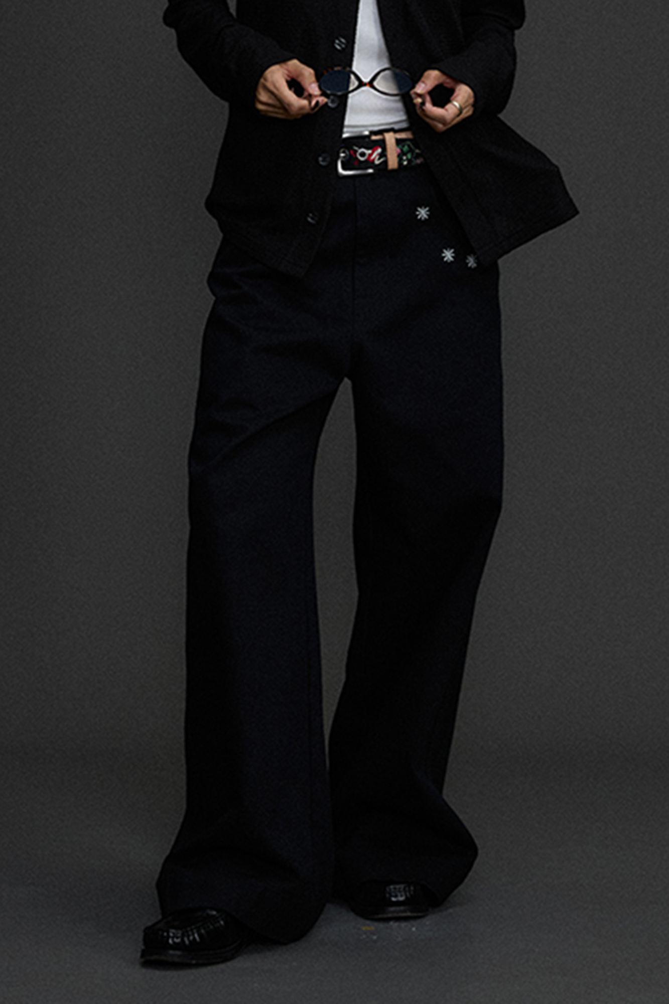 NIANJIUYIKOUER Embroidered Wide-Leg Twill Pants-Pants-XS-Free Shipping Leatheretro
