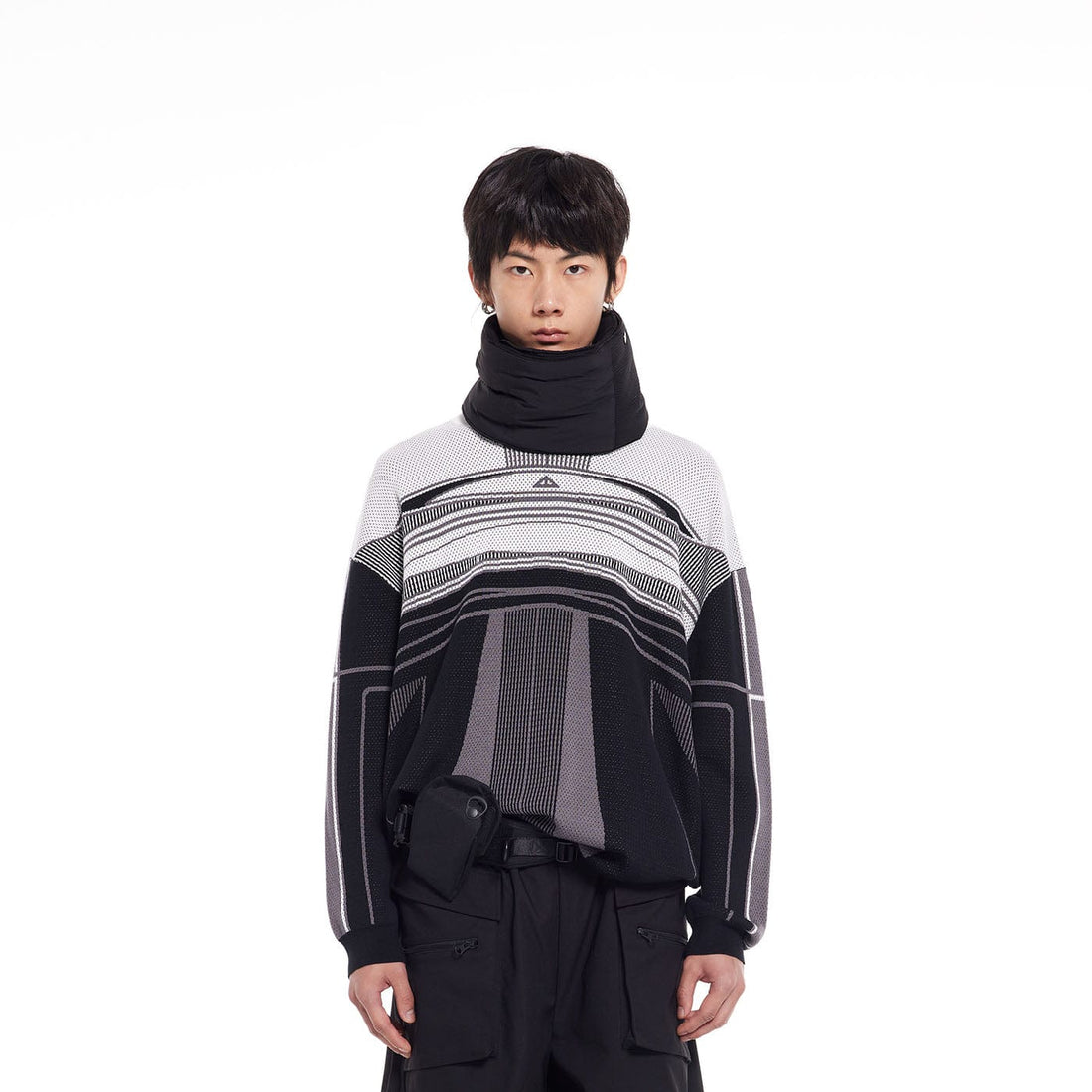 49PERCENT Future Striped Knitted Sweatshirt-Sweatshirt-S-Free Shipping Leatheretro