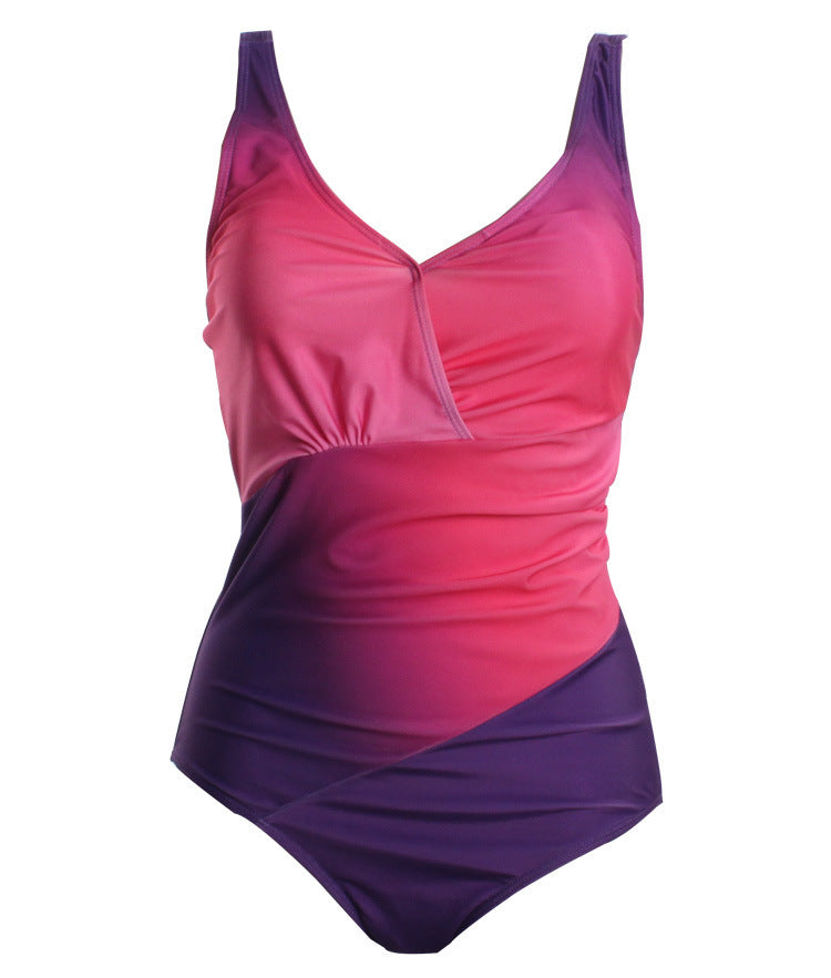 Rose Rainbow Plus Sizes Women's One Piece Swimwear-Swimwear-Rose-M-Free Shipping Leatheretro