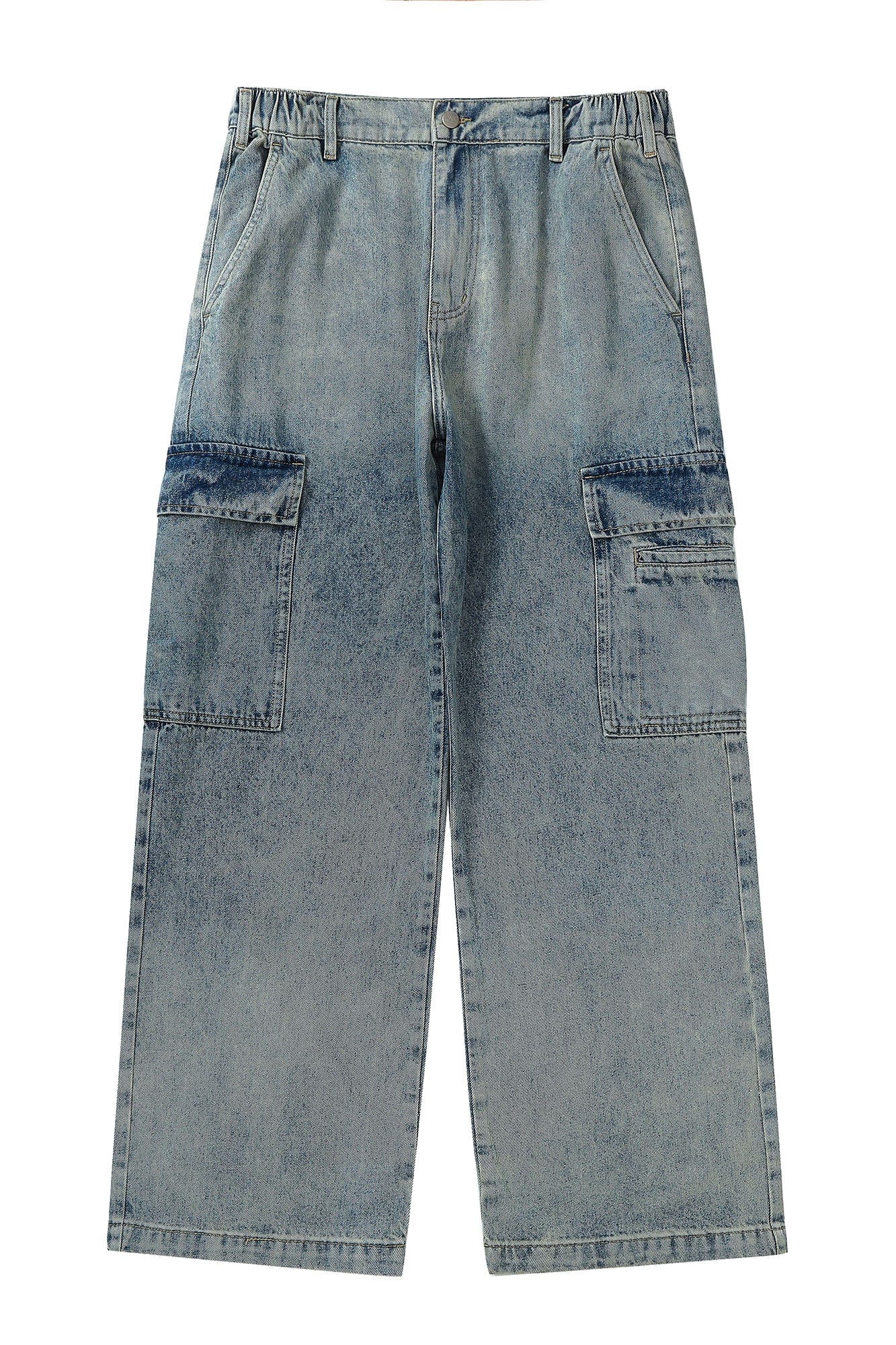MAKEMORE Gradient Washed Wide-Leg Cargo Jeans-Jeans-S-Blue-Free Shipping Leatheretro