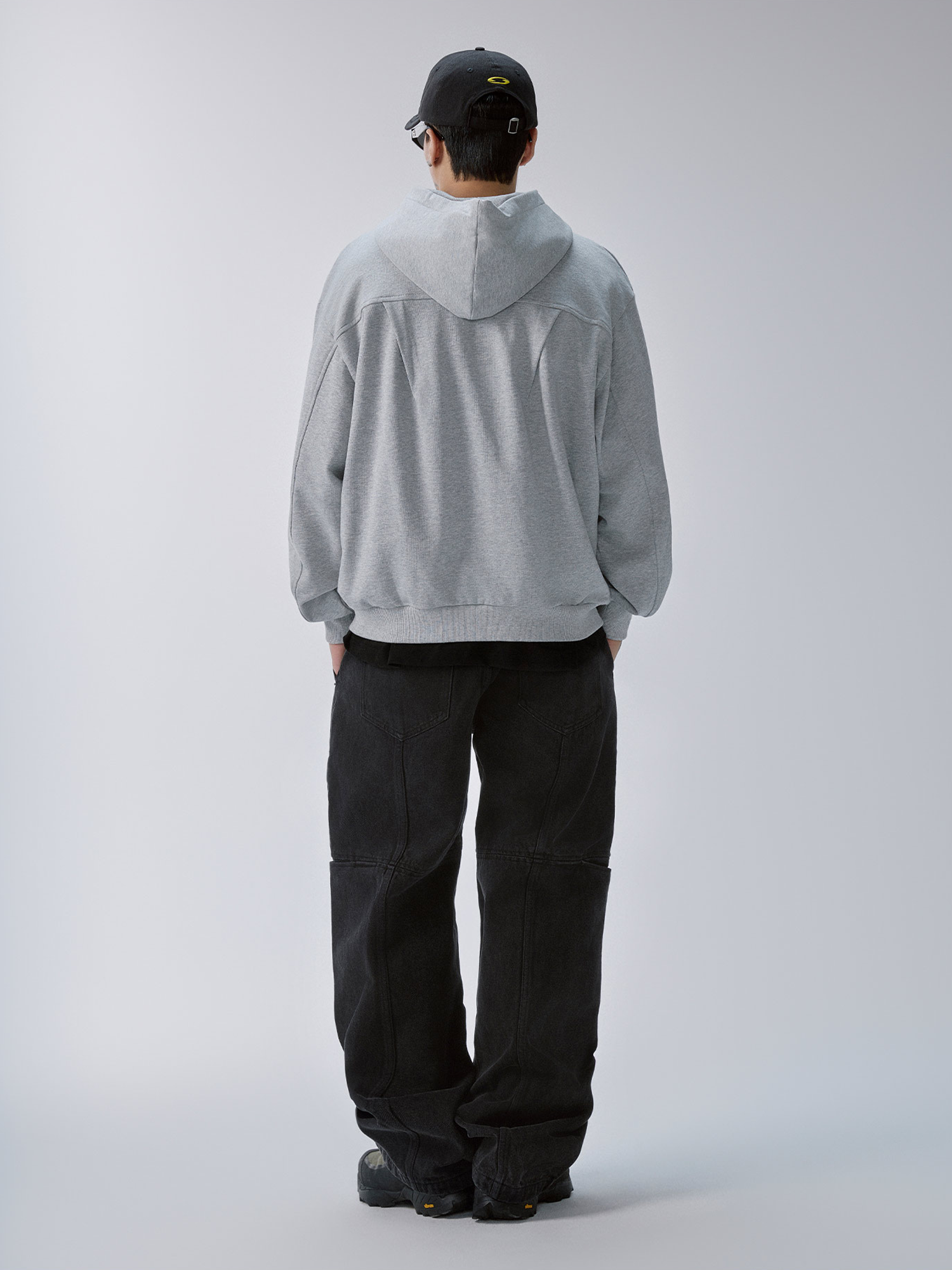 F2CE Washed Panel Multi-Pocket Straight-Leg Jeans-Jeans-S-Free Shipping Leatheretro