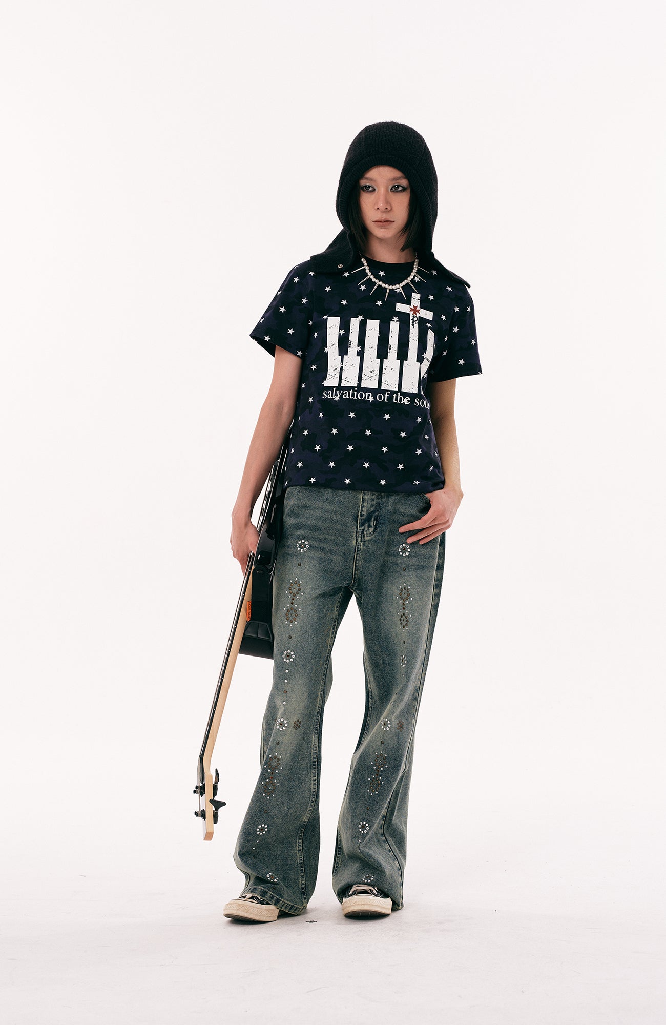 PASET Star Camo Cross Graphic Tee-T Shirt-S-Red-Free Shipping Leatheretro