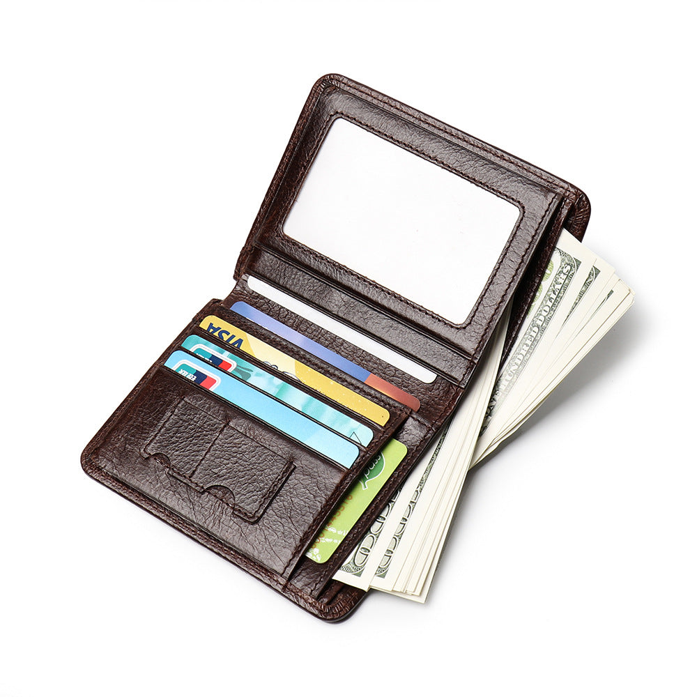 Oil-Waxed Leather Compact Wallet – RFID Wallet with Card Slots & Anti-Magnetic Protection-Wallets & Money Clips-Coffee-Free Shipping Leatheretro