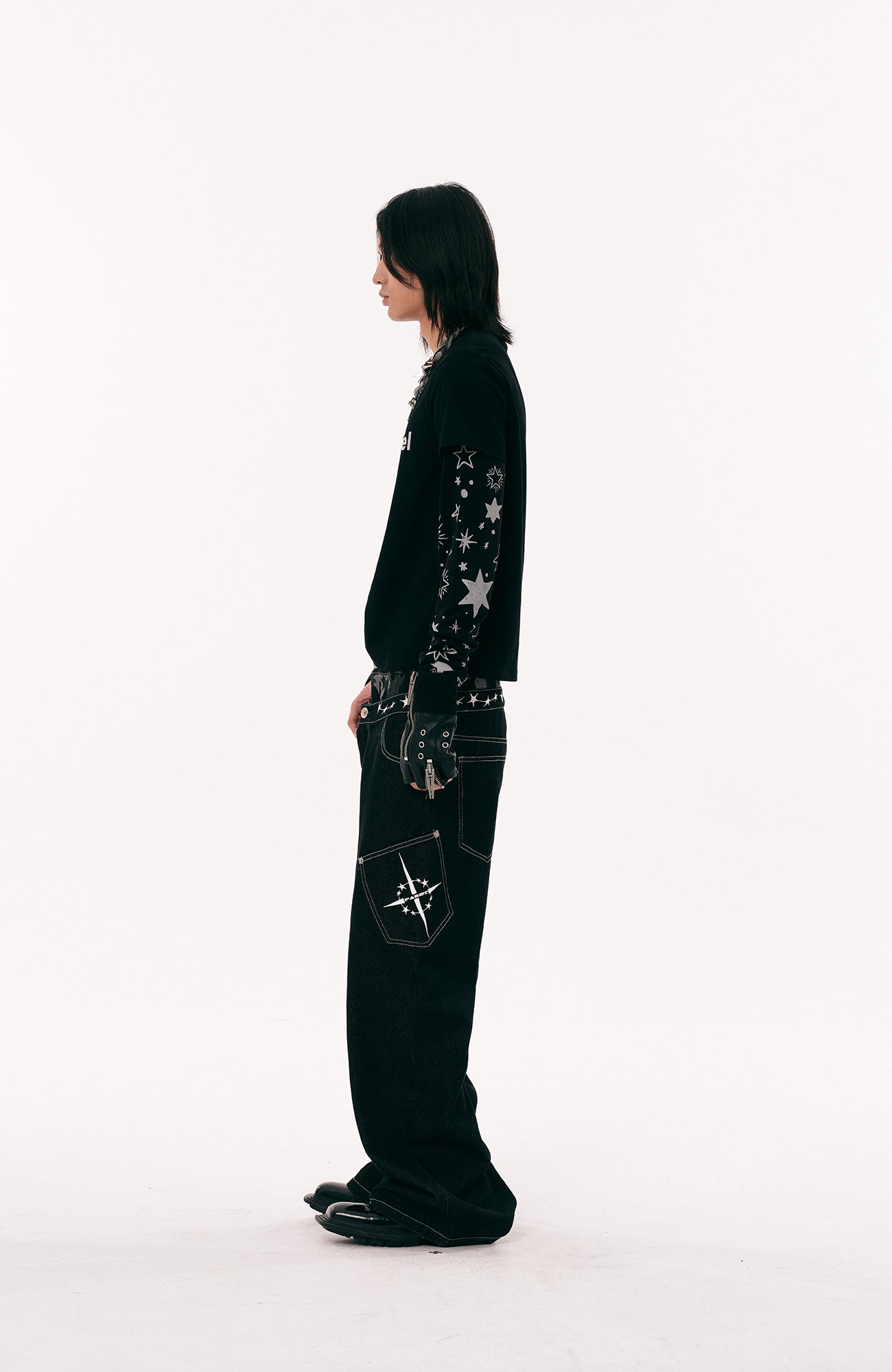 PASET Camo Double Waist Embroidered Jeans-Jeans-S / 28"-Free Shipping Leatheretro