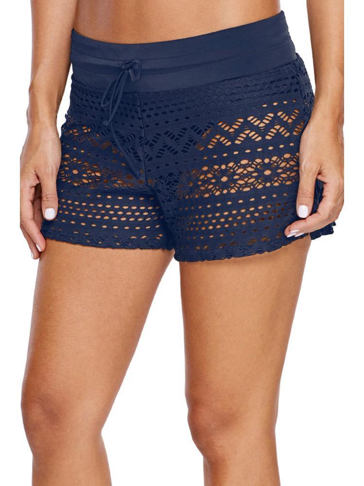 Women Lace Summer Swiming Pants-Women Swimwear-Dark Blue-S-Free Shipping Leatheretro