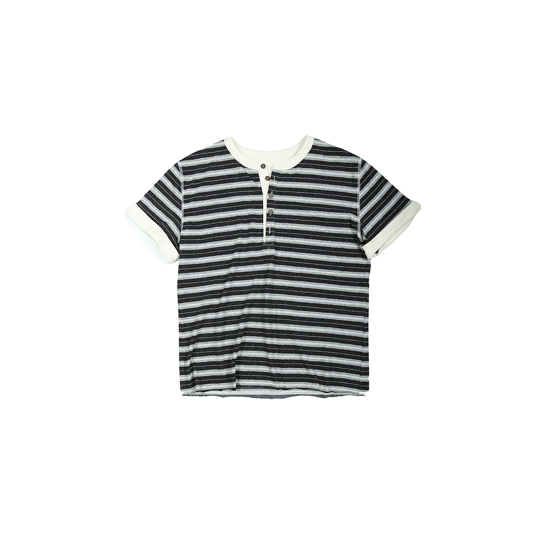 TRECLUB Stripe Henley T-Shirt-T Shirt-S (preorder)-Gray-Free Shipping Leatheretro