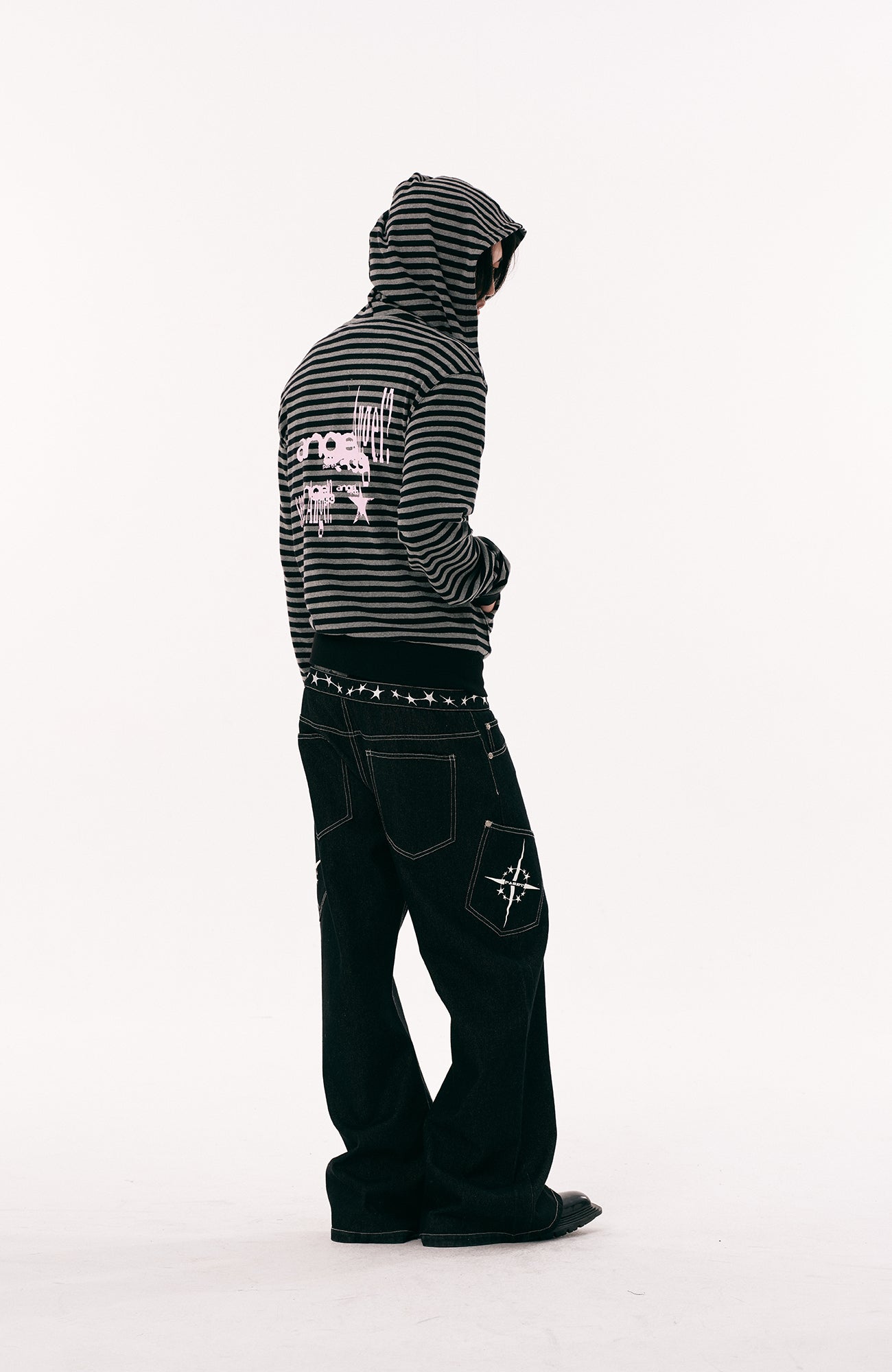 PASET Camo Double Waist Embroidered Jeans-Jeans-S / 28"-Free Shipping Leatheretro