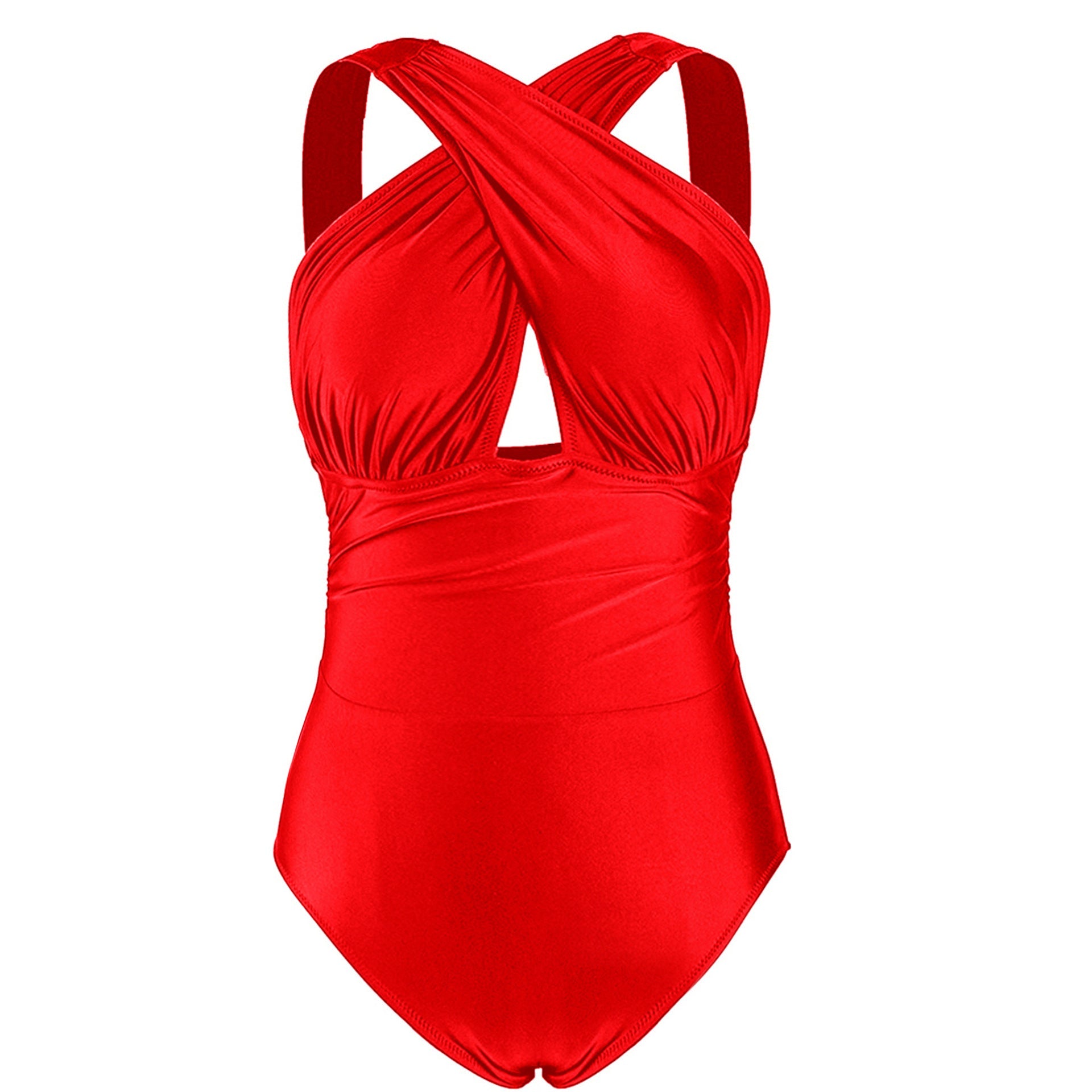 Women One Piece Summer Beach Swimsuits-Swimwear-Red-M-Free Shipping Leatheretro