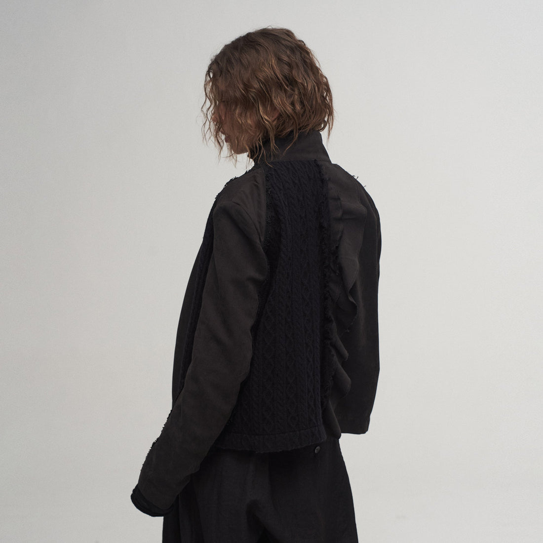 ILNya Nieternite Nifutur Asymmetrical Frayed Seam Ruffle Jacket-Jacket-S(0)-Free Shipping Leatheretro