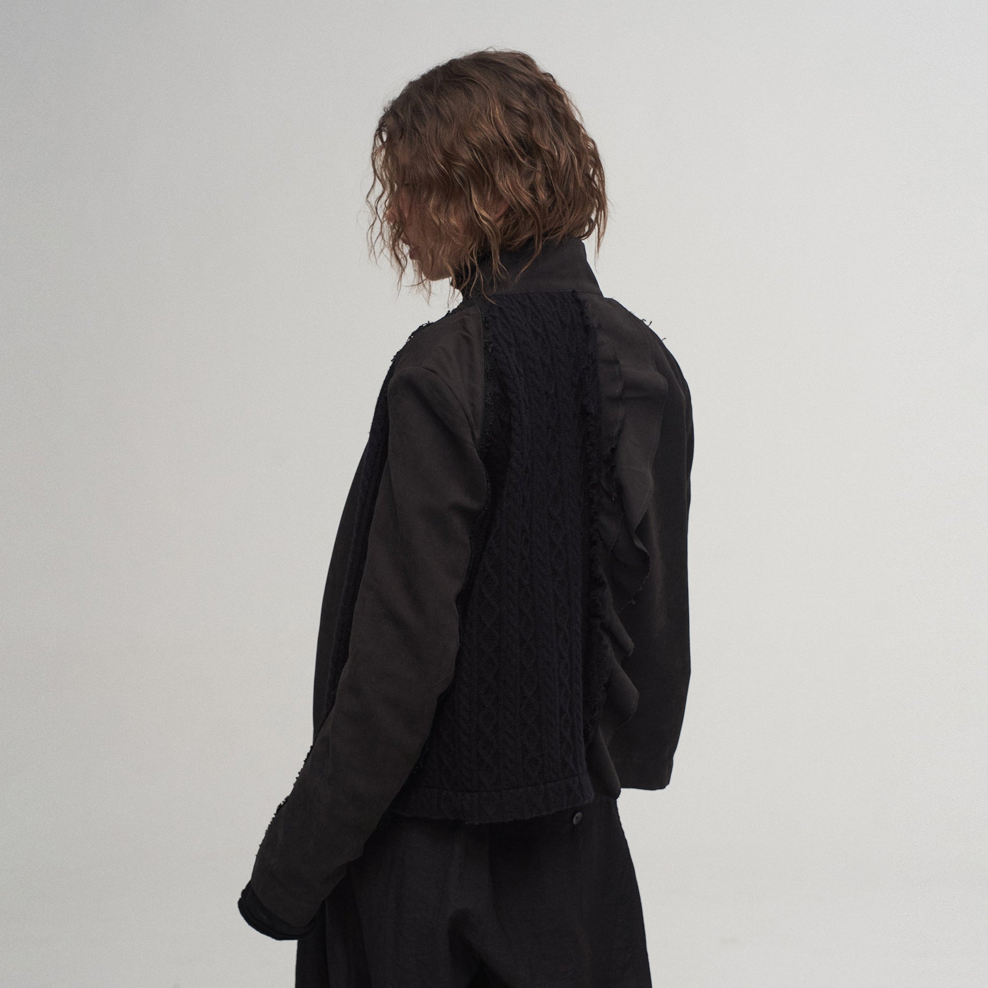 ILNya Nieternite Nifutur Asymmetrical Frayed Seam Ruffle Jacket-Jacket-S(0)-Free Shipping Leatheretro