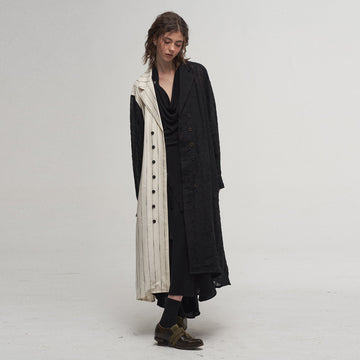 ILNya Nieternite Nifutur Contrast Spliced Striped Sheer Coat-Jacket-S(0)-Free Shipping Leatheretro