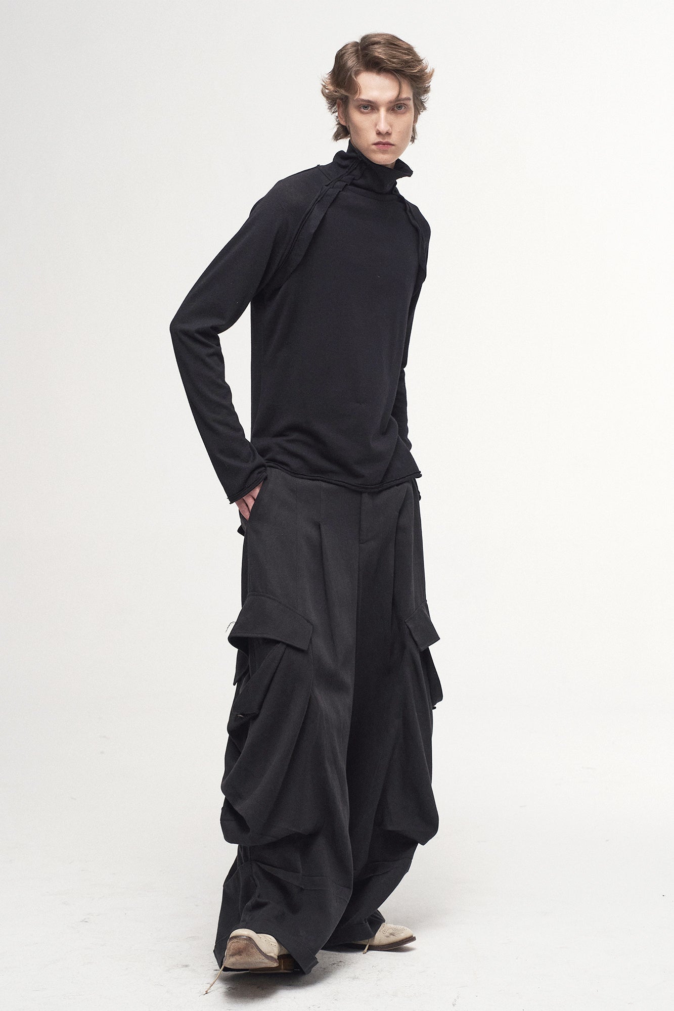 ILNya Nieternite Nifutur Ruffle Tape Shoulder Long Sleeve Tee-L/S Tee-S(0)-Free Shipping Leatheretro