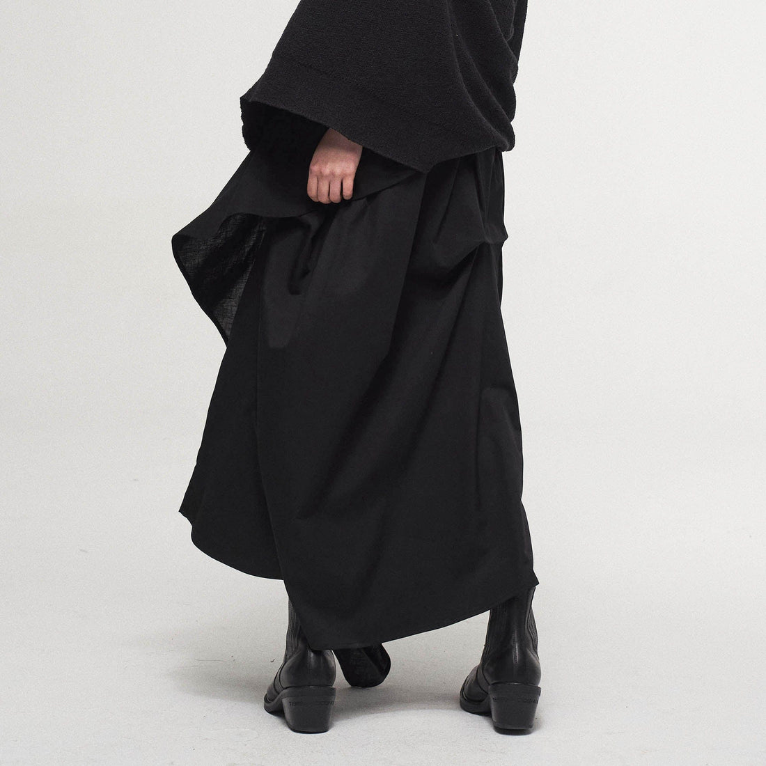 ILNya Nieternite Nifutur Asymmetrical Draped Layered Mulberry Silk Skirt-Shorts-S(0)-Free Shipping Leatheretro