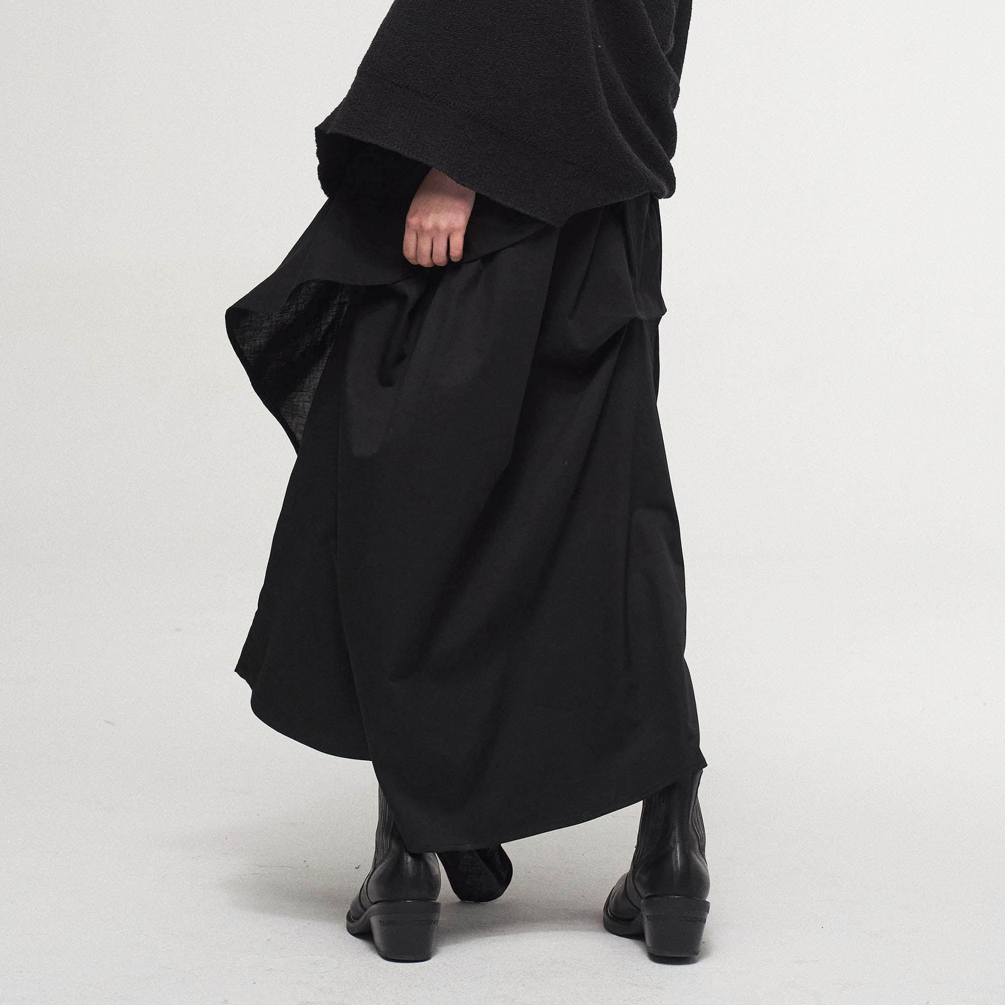 ILNya Nieternite Nifutur Asymmetrical Draped Layered Mulberry Silk Skirt-Shorts-S(0)-Free Shipping Leatheretro