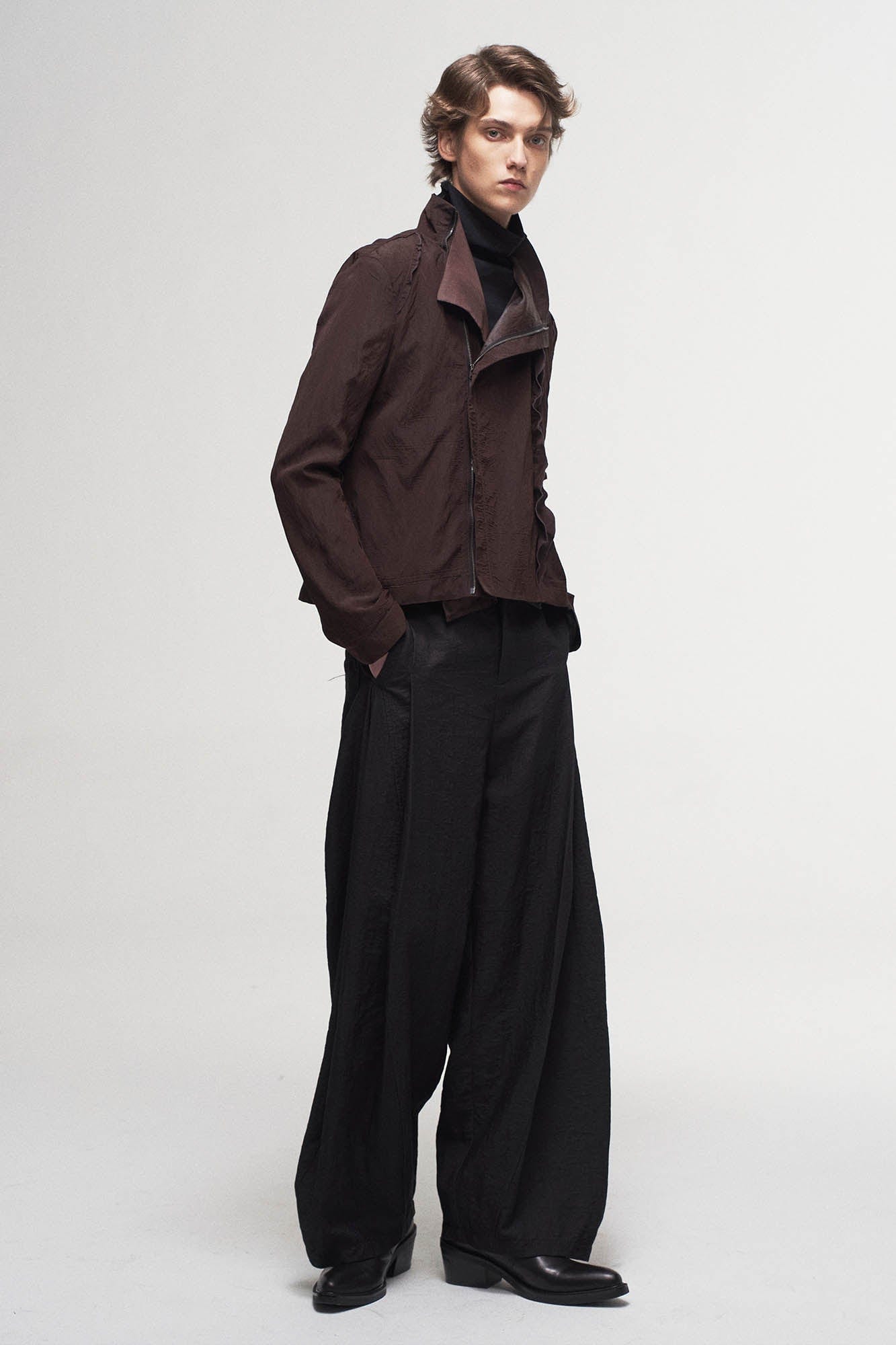ILNya Nieternite Nifutur Ruffled Spliced High-Neck Jacket-Jacket-S(0)-Free Shipping Leatheretro