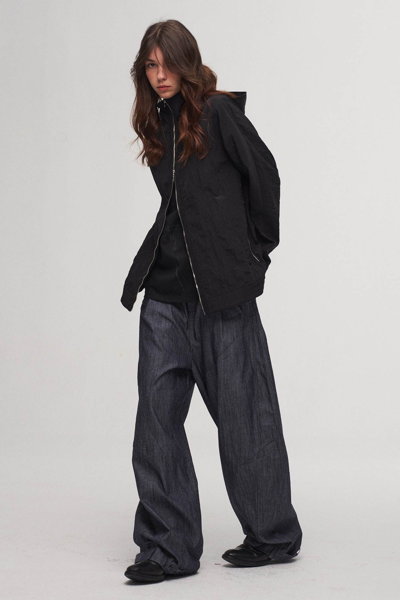 ILNya Nieternite Nifutur Crinkled Hooded Dual-Zipper Jacket-Jacket-S(0)-Free Shipping Leatheretro