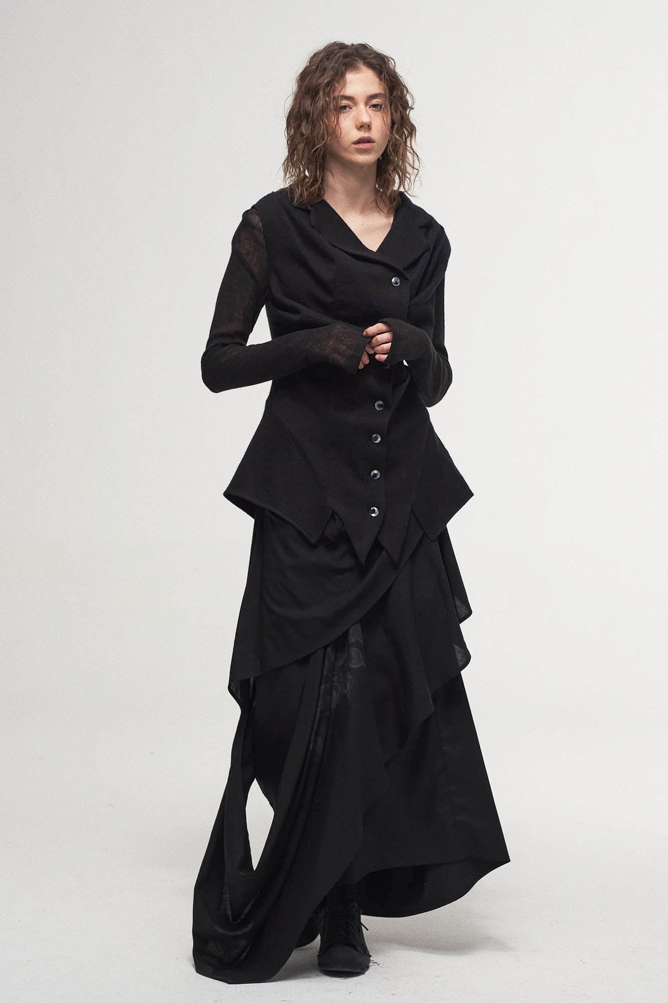 ILNya Nieternite Nifutur Asymmetrical Draped Layered Mulberry Silk Skirt-Shorts-S(0)-Free Shipping Leatheretro