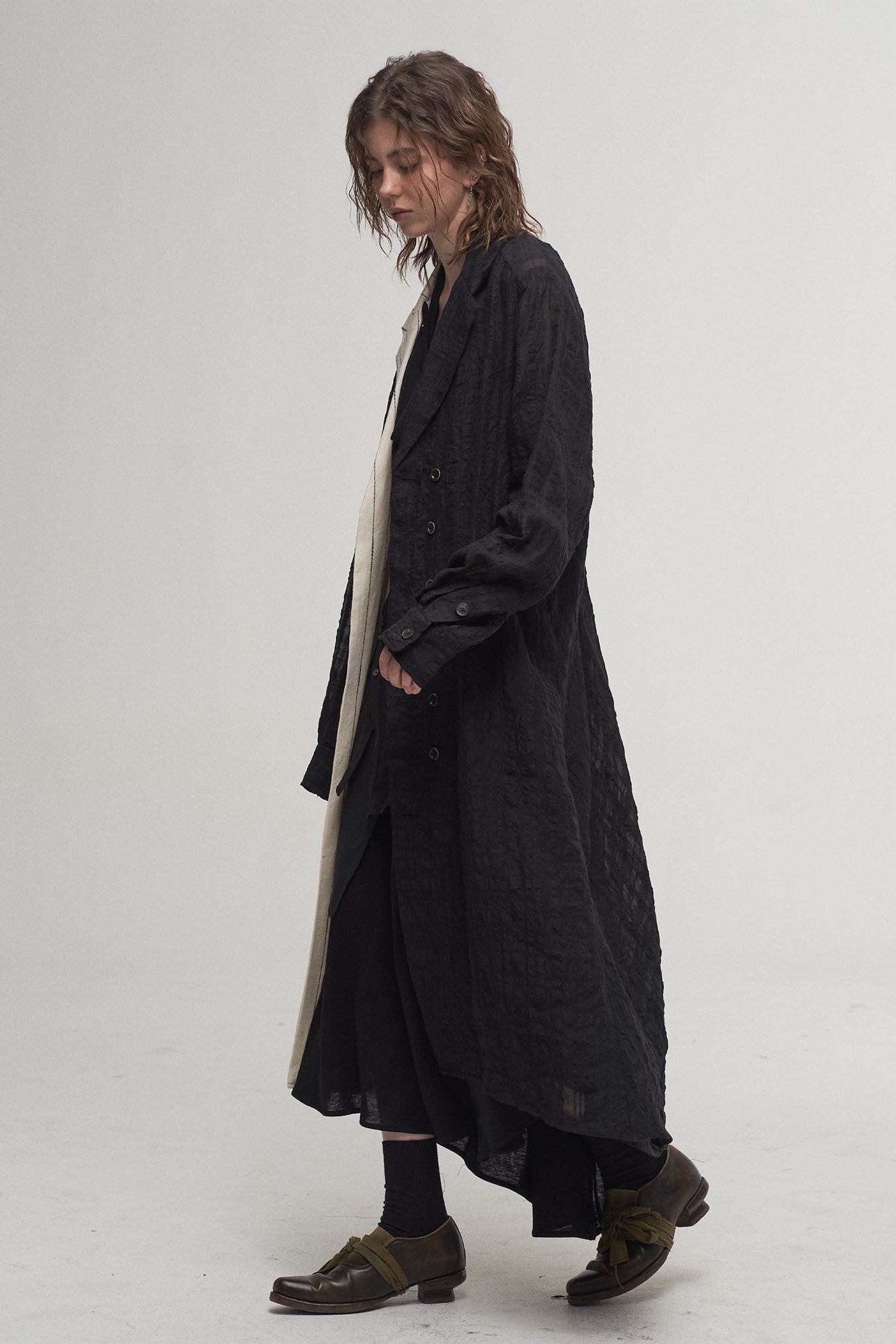 ILNya Nieternite Nifutur Contrast Spliced Striped Sheer Coat-Jacket-S(0)-Free Shipping Leatheretro