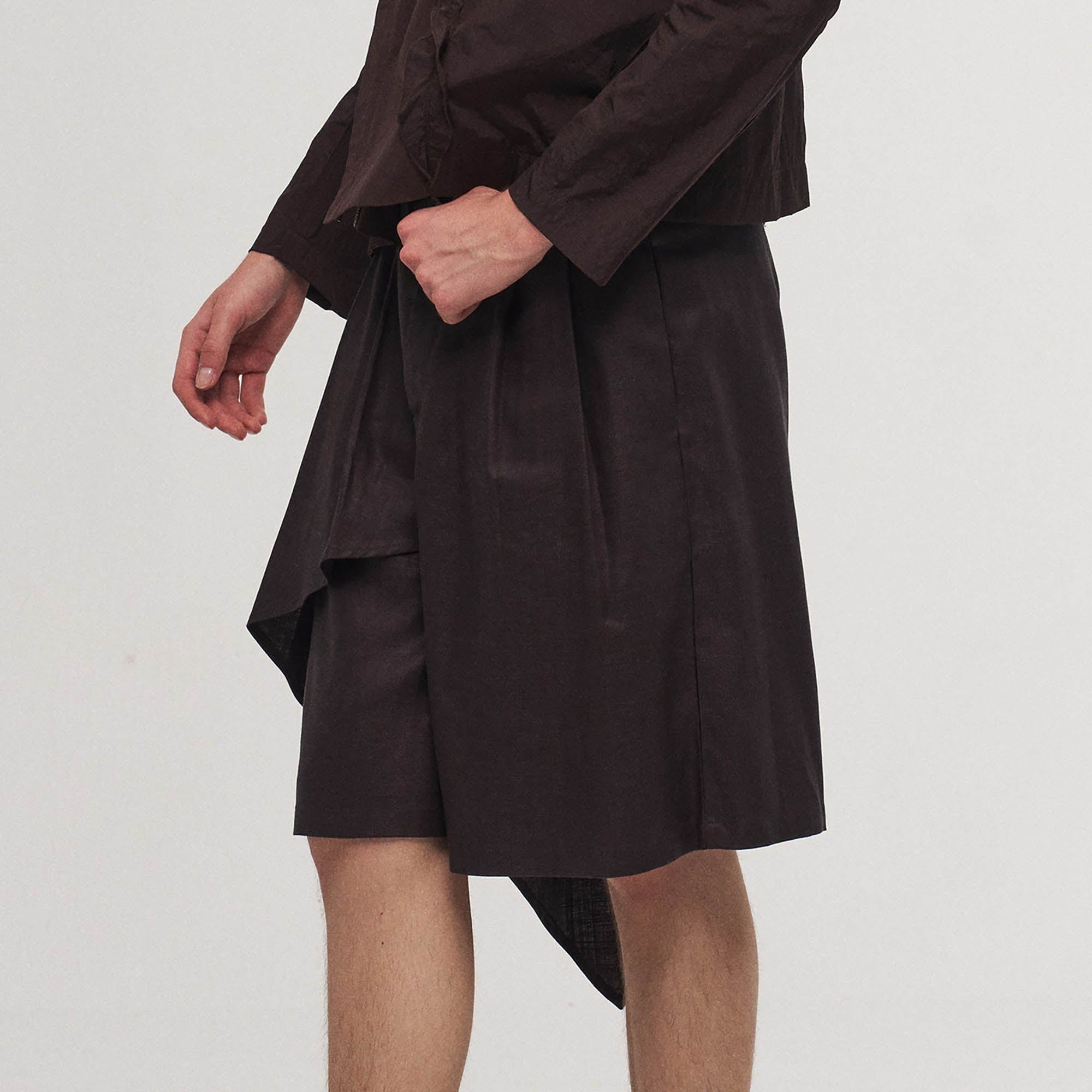 ILNya Nieternite Nifutur Asymmetrical Draped Pleated Shorts-Shorts-S(0)-Free Shipping Leatheretro