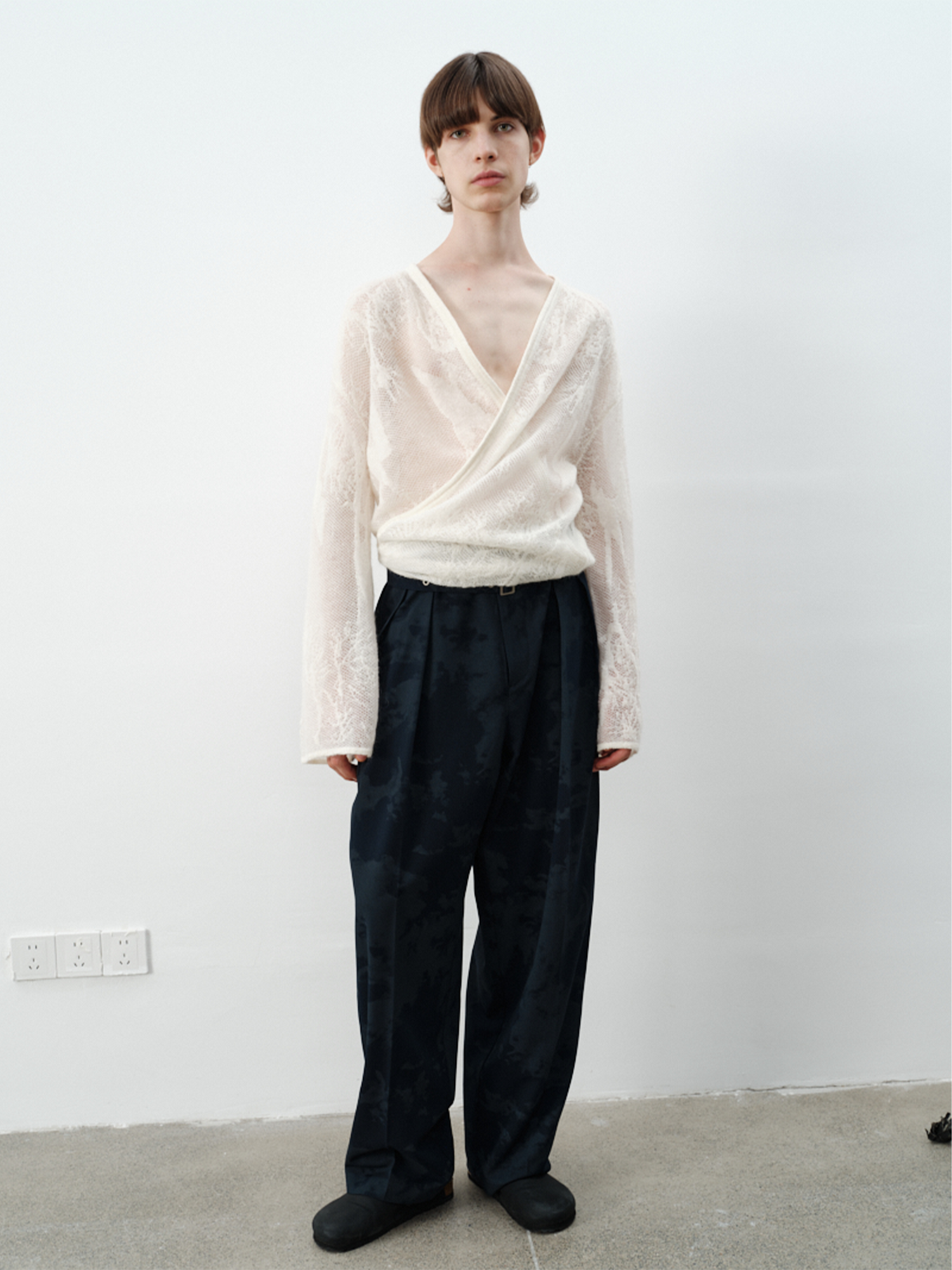 GRAINMUSTARD Alpaca Openwork Jacquard Wrap Long-Sleeve Tee-L/S Tee-One Size-Free Shipping Leatheretro
