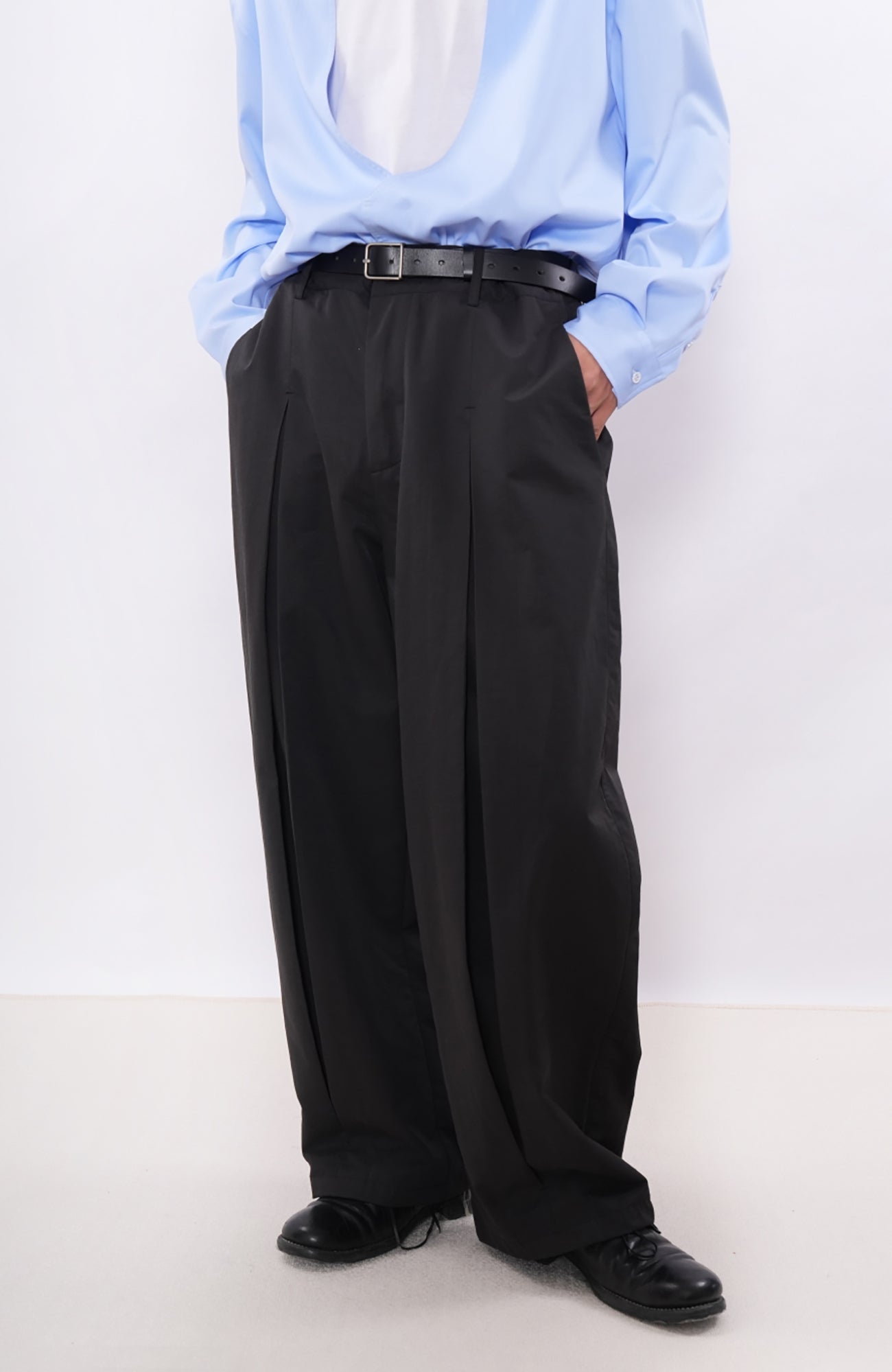 7440 37 1 Pleated Curved-Leg Pants-Pants-S (Preorder)-Free Shipping Leatheretro