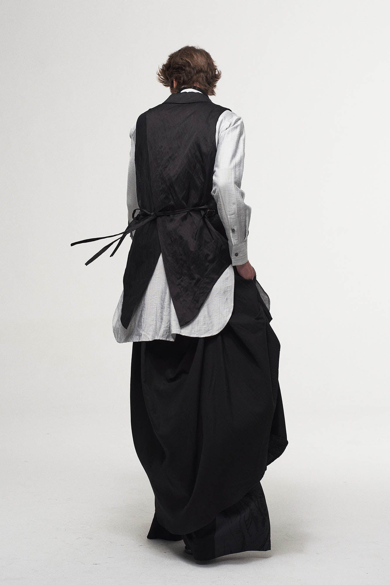 ILNya Nieternite Nifutur Asymmetrical Shawl Collar Belted Crinkled Vest-Vest-S(0)-Free Shipping Leatheretro