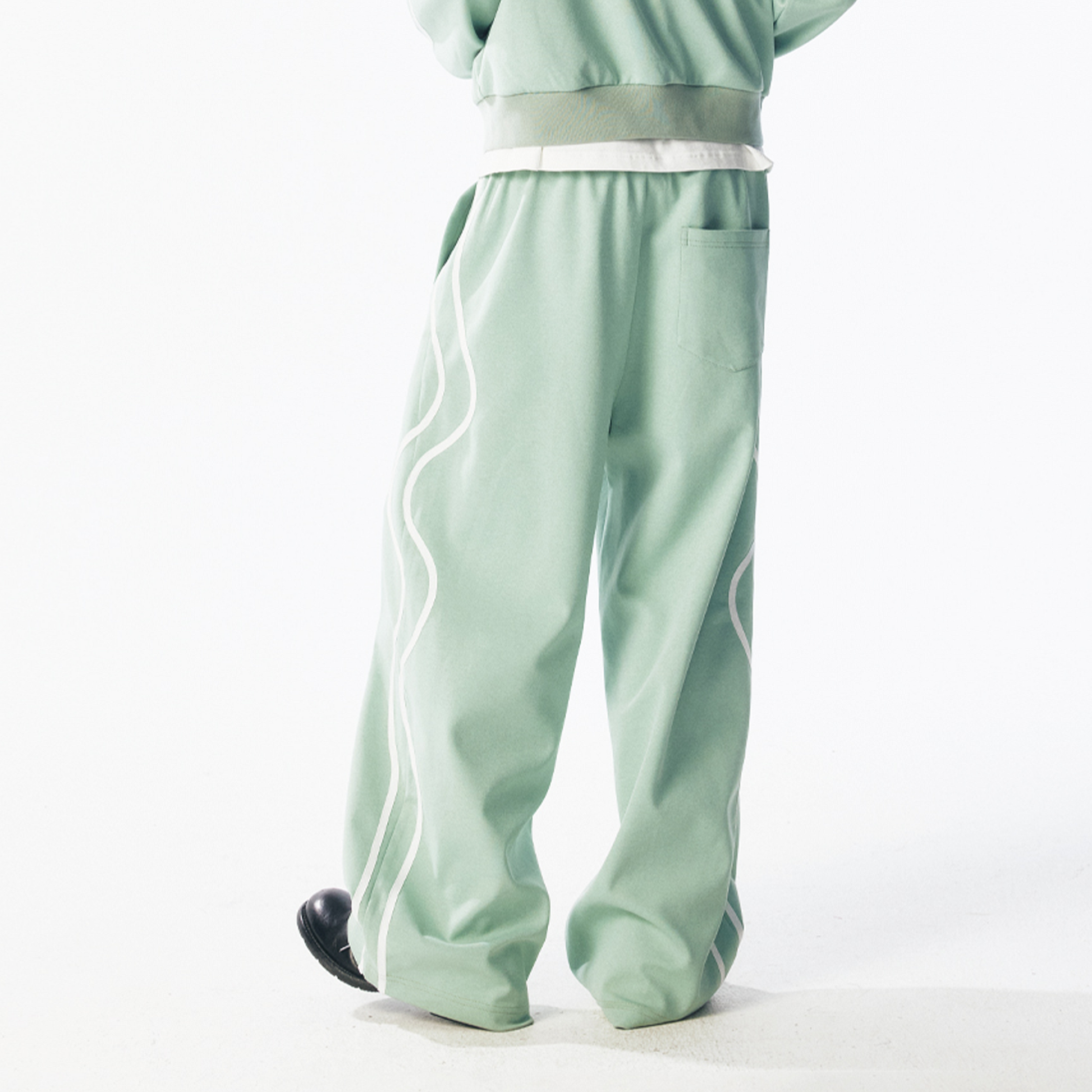 1997 POSTOFFICE Contrast Curved-Stripe Qucik-Dry Track Pants-Pants-S (Preorder)-Green-Free Shipping Leatheretro