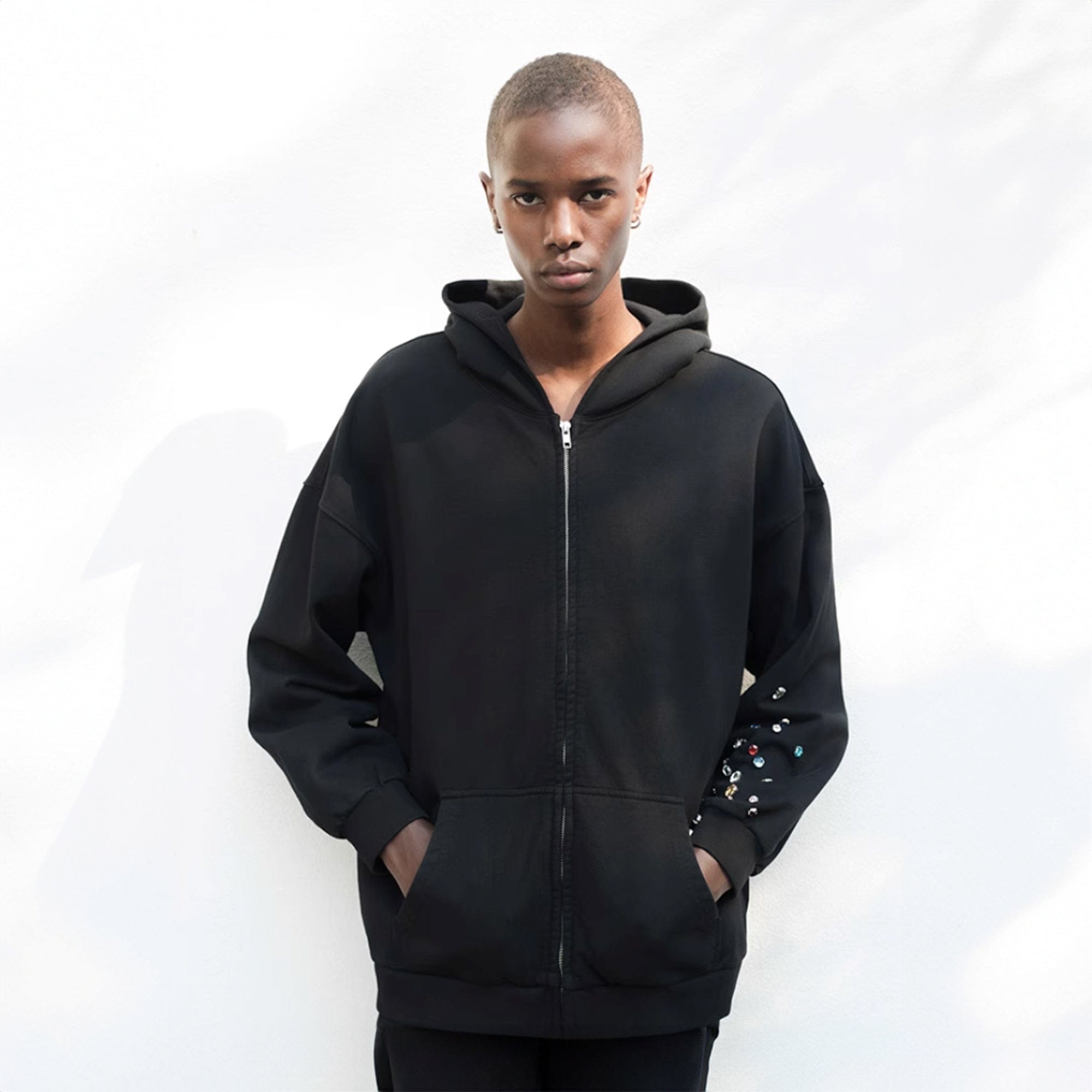 TRIANGLE PROJECT Gem Zip-Up Hoodie-Jacket-S-Free Shipping Leatheretro