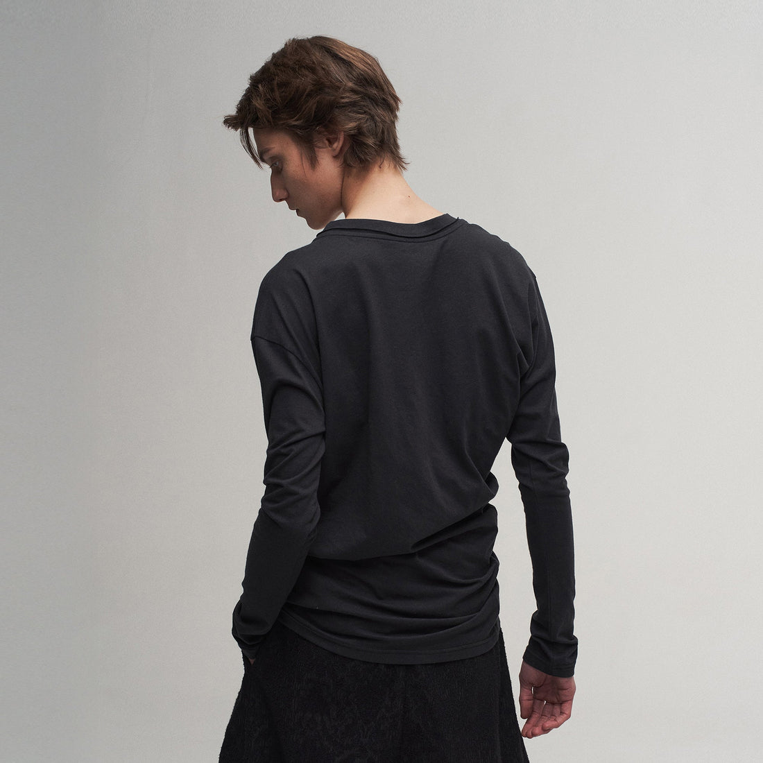 ILNya Nieternite Nifutur Asymmetrical Neckline Drape Long Sleeve Tee-L/S Tee-S(0)-Free Shipping Leatheretro