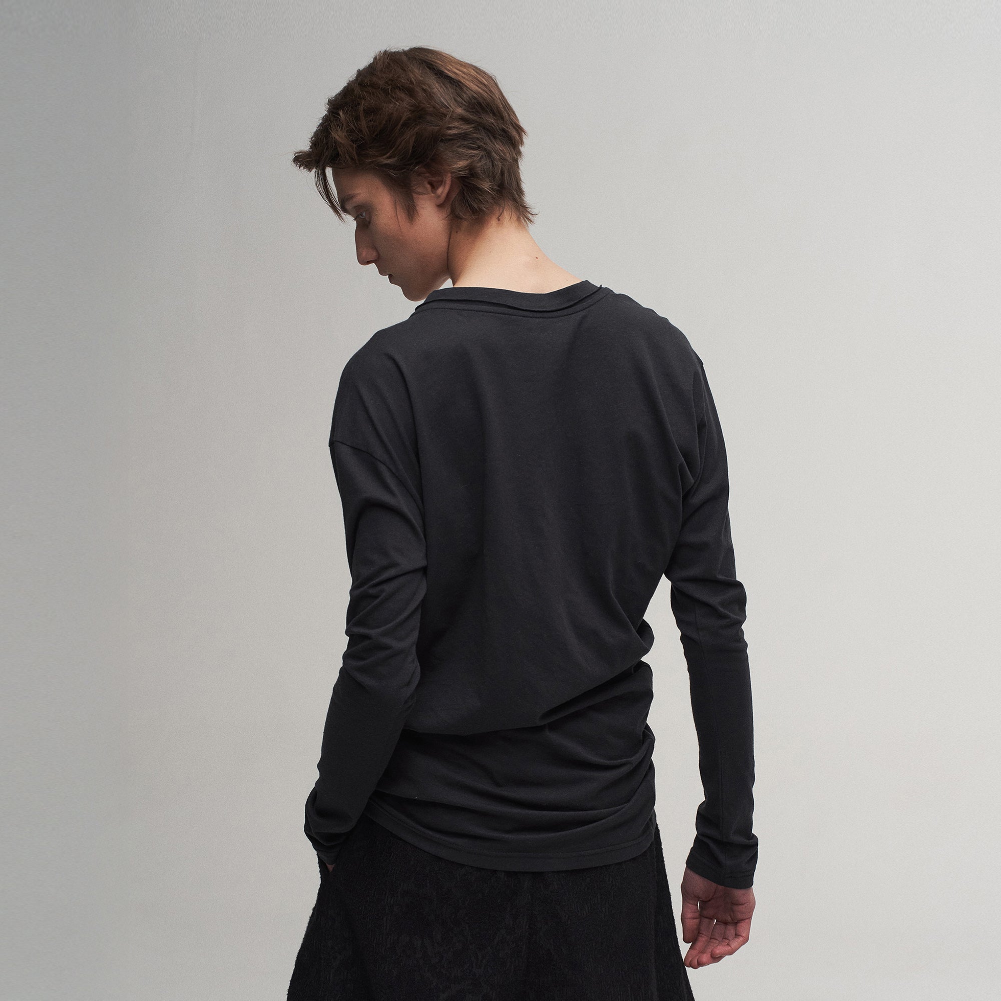 ILNya Nieternite Nifutur Asymmetrical Neckline Drape Long Sleeve Tee-L/S Tee-S(0)-Free Shipping Leatheretro