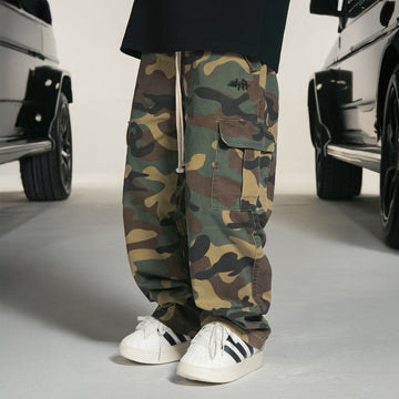 MAKEMORE Camo Drawstring Cargo Sweatpants-Pants-S-Free Shipping Leatheretro