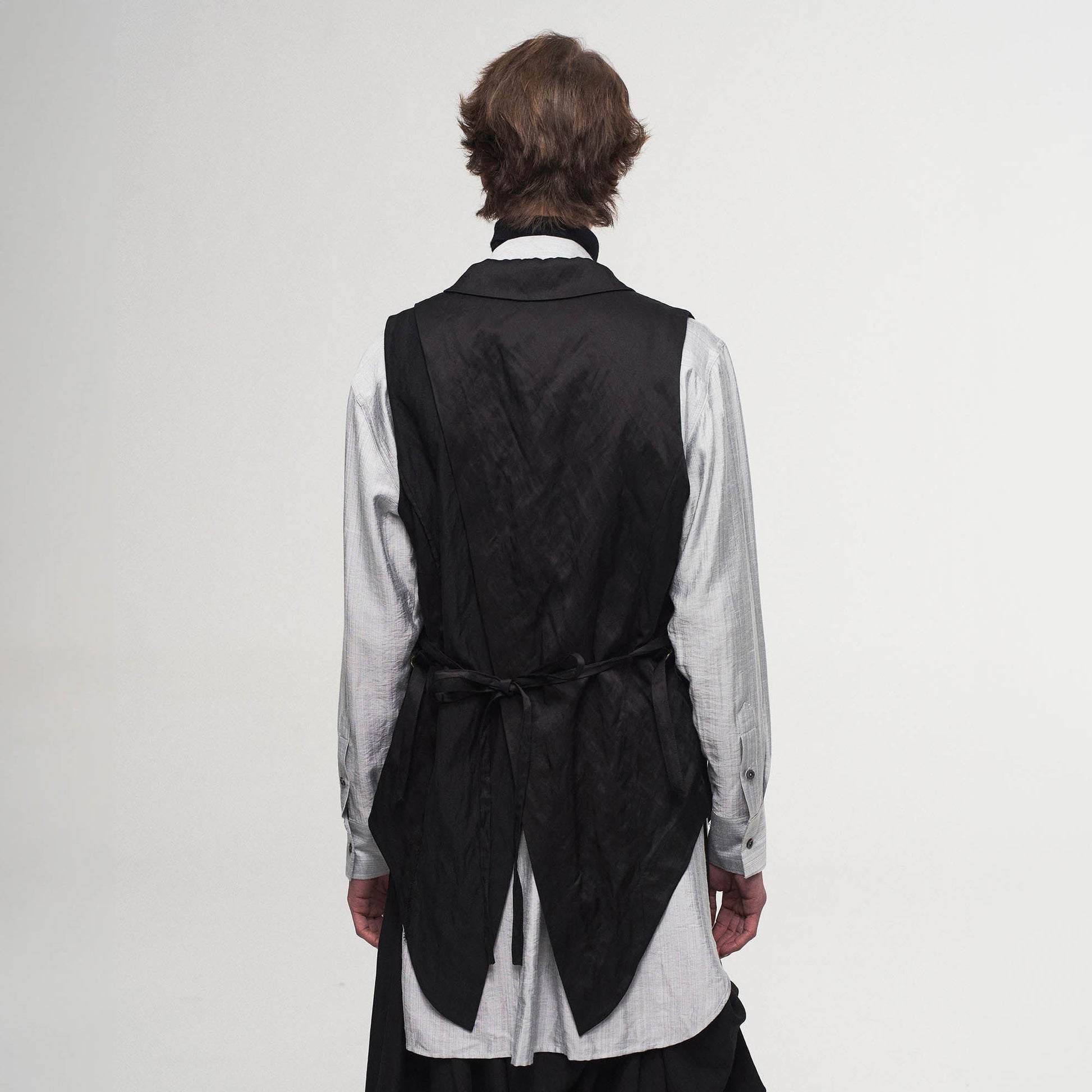 ILNya Nieternite Nifutur Asymmetrical Shawl Collar Belted Crinkled Vest-Vest-S(0)-Free Shipping Leatheretro