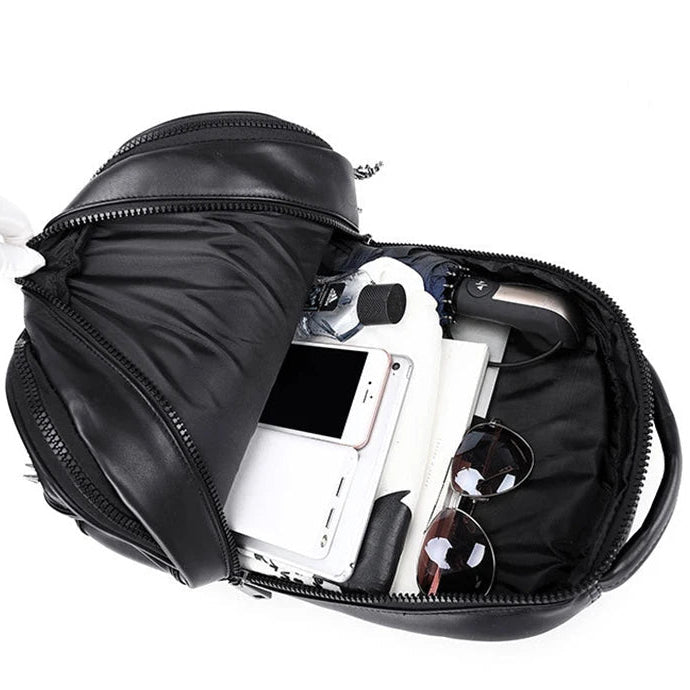 Steampunk 3D Skull Backpack | Punk Rivet PU Leather Laptop Bag-Backpacks-Black-Free Shipping Leatheretro