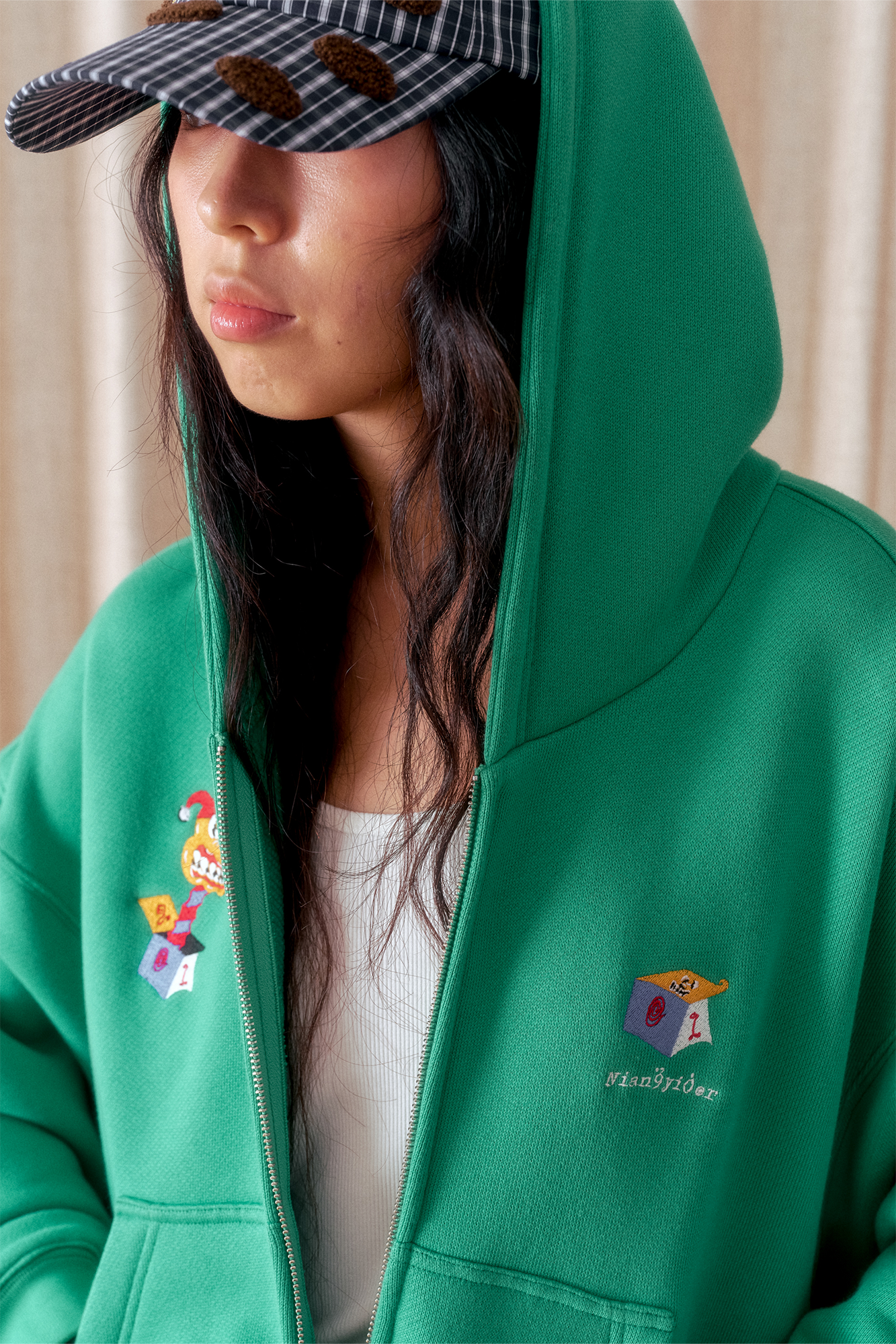 NIANJIUYIKOUER Oversized Fleece-Lined Zip-Up Hoodie-Jacket-S-Free Shipping Leatheretro