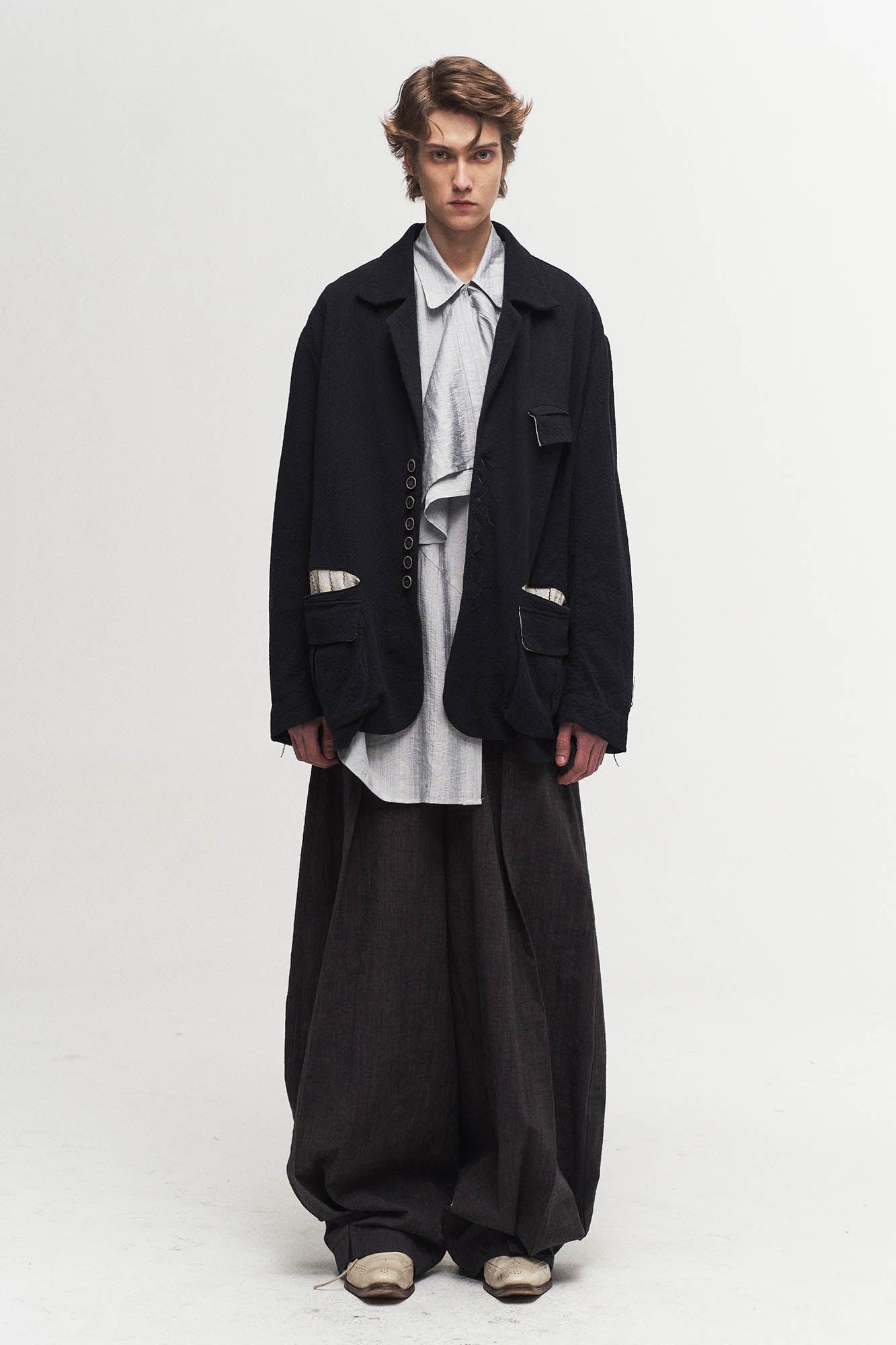 ILNya Nieternite Nifutur Pleated Curved Oversized Pants-Pants-S(0)-Free Shipping Leatheretro
