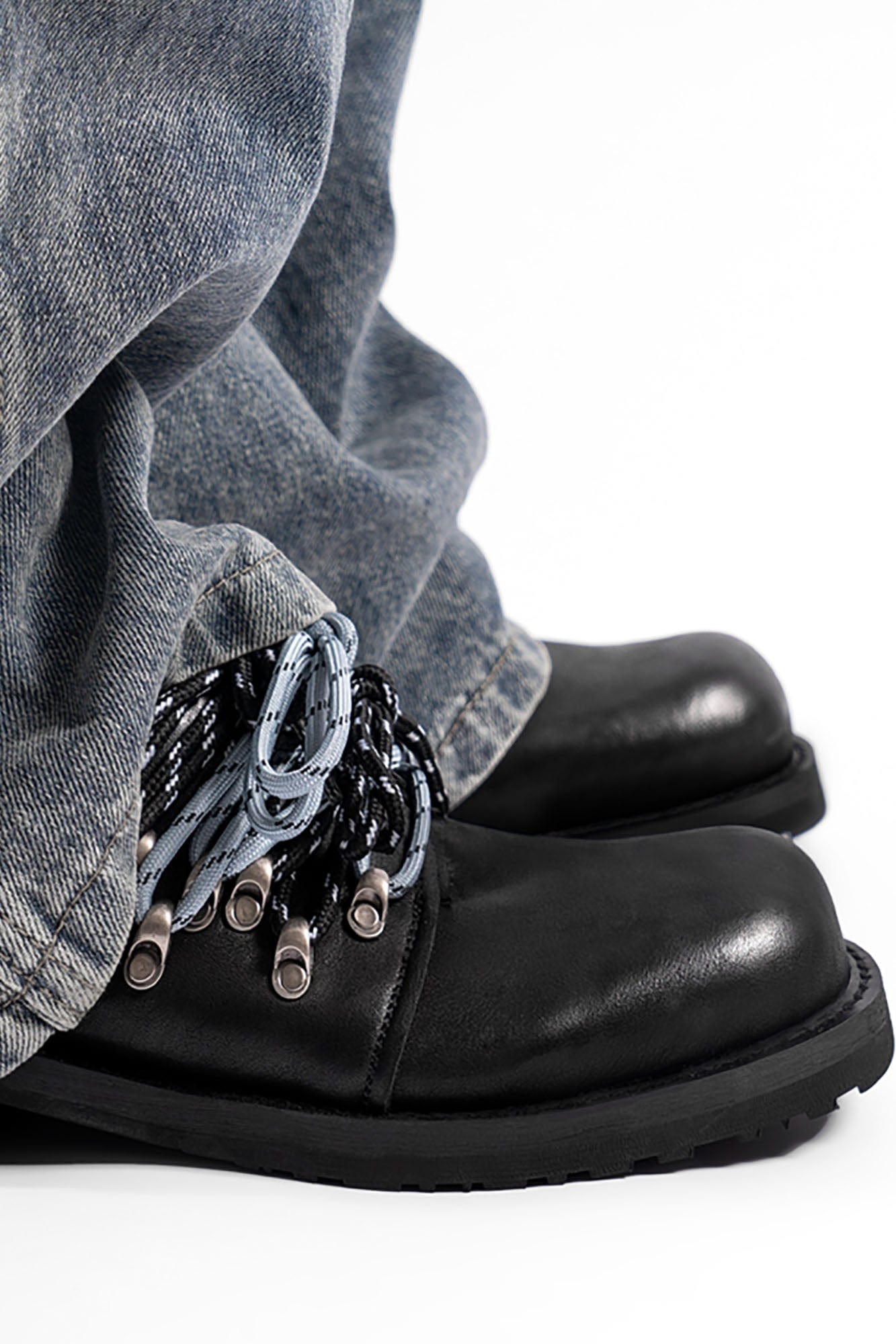 REWRITE Contrast Rope-Laced Leather Derby Shoes-Shoes-38.5-Free Shipping Leatheretro