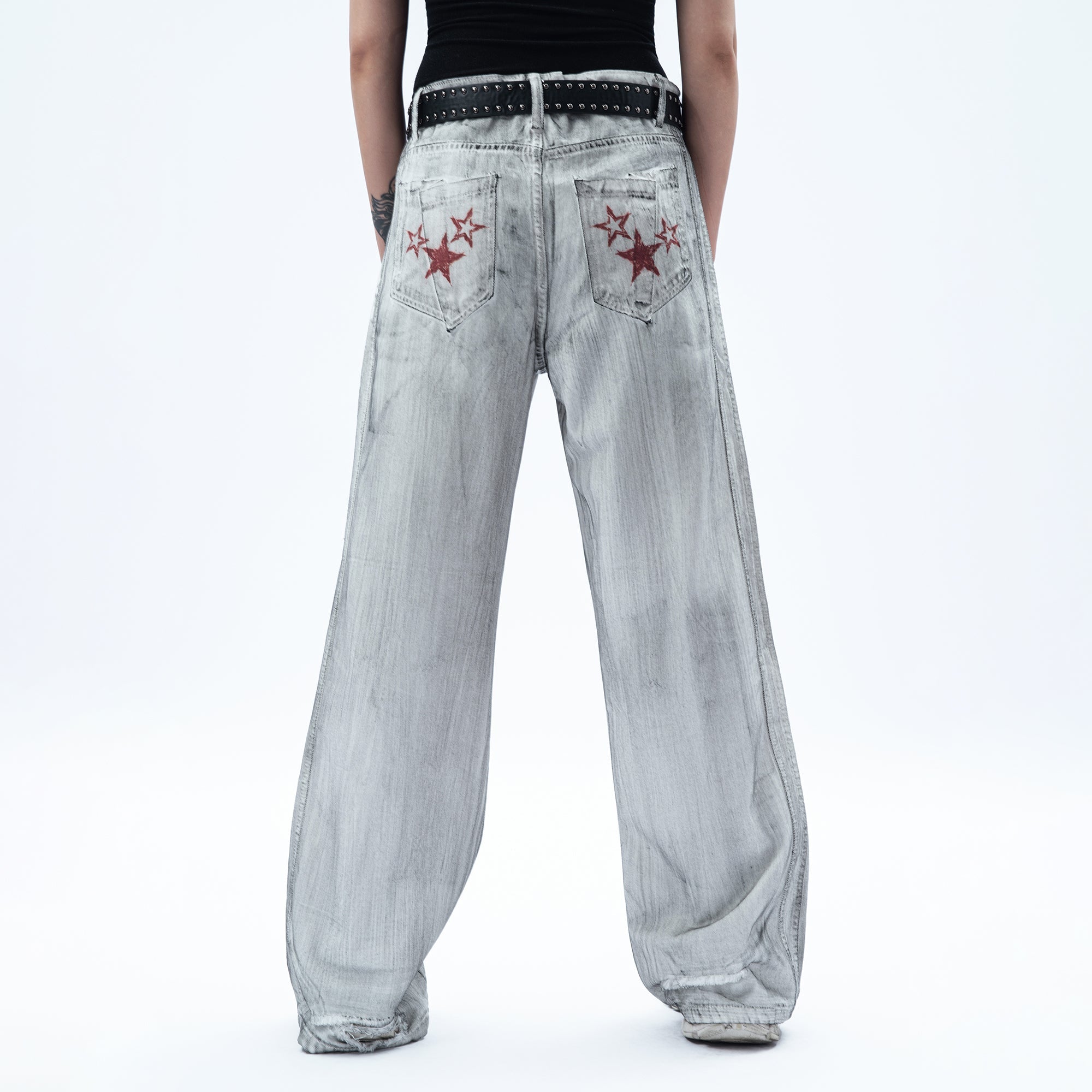 MOGONGSHE Dusty Washed Baggy Jeans-Jeans-S-Free Shipping Leatheretro