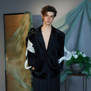 JIECHI Velvet Deep V Blazer-Jacket-M (Preorder)-Free Shipping Leatheretro