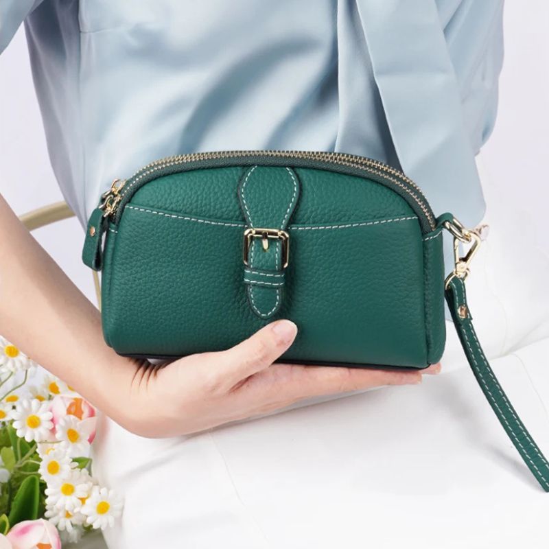 Women’s Leather Wristlet Crossbody Phone Bag-Handbags-Dark Green-Free Shipping Leatheretro