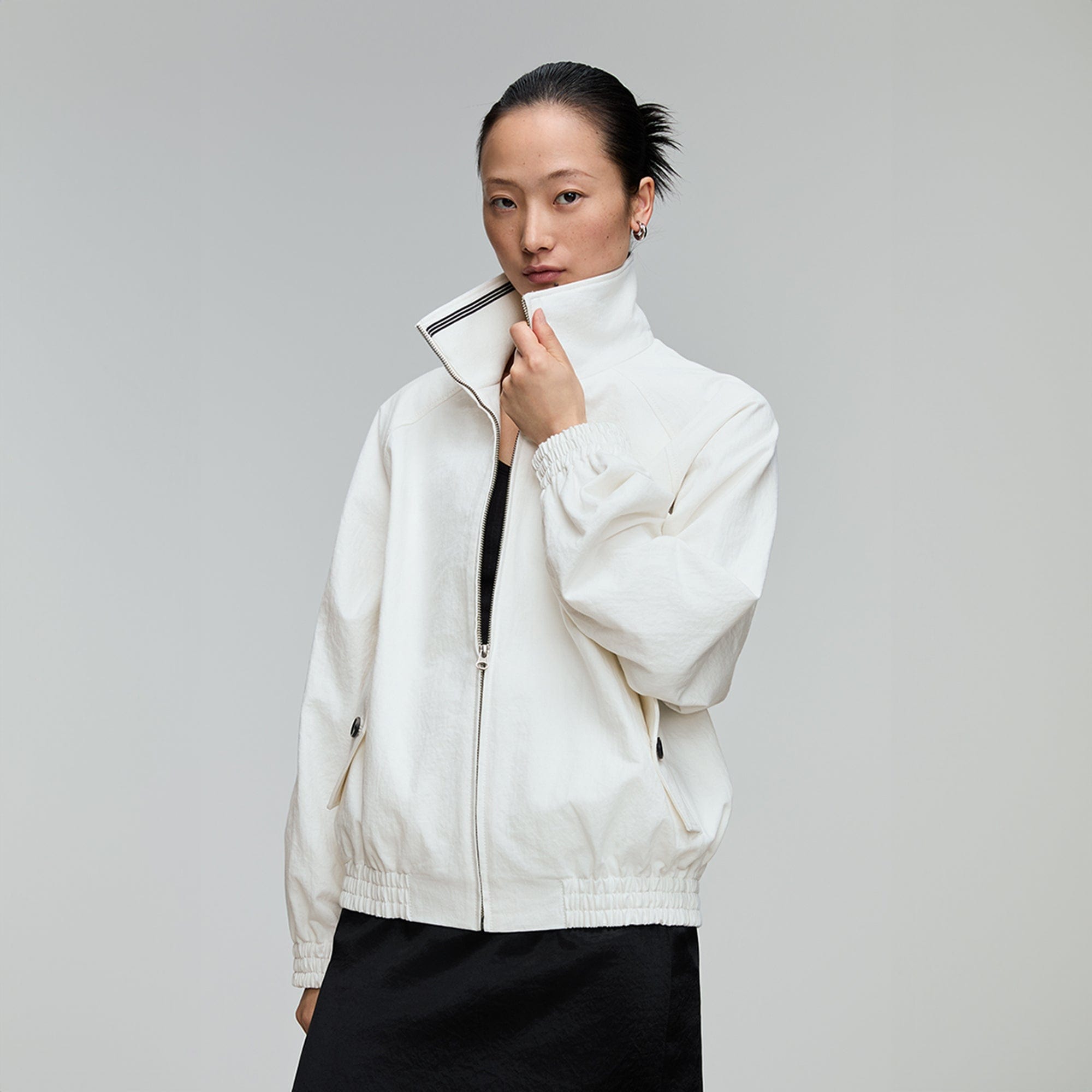 OPICLOTH Embroidered Logo Stand Collar Raglan Jacket-Jacket-XS-Free Shipping Leatheretro