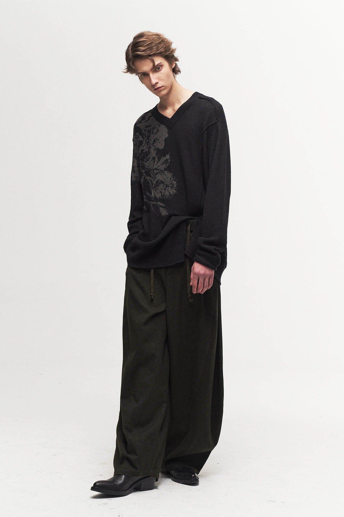 ILNya Nieternite Nifutur Slanted Spliced Drawstring Wide-Leg Pants-Pants-S(0)-Free Shipping Leatheretro
