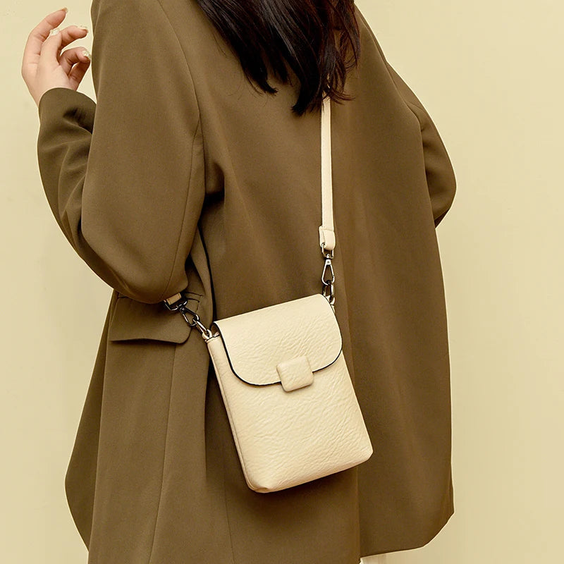 Small Crossbody Phone Bag Flap Purse for Women-Messenger Bag-Black-Free Shipping Leatheretro