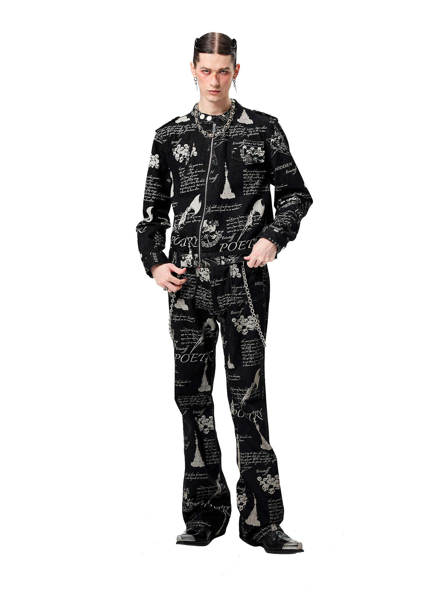 CYCYCY Punk Washed Graffiti Jeans-Jeans-XS / 28"-Free Shipping Leatheretro