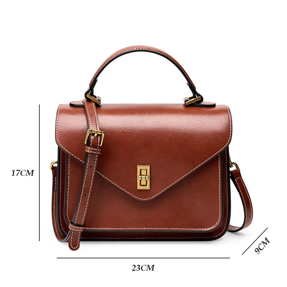 Real Cowhide Crossbody Bag – Retro Designer Small Satchels-Handbags-Dark Green-Free Shipping Leatheretro