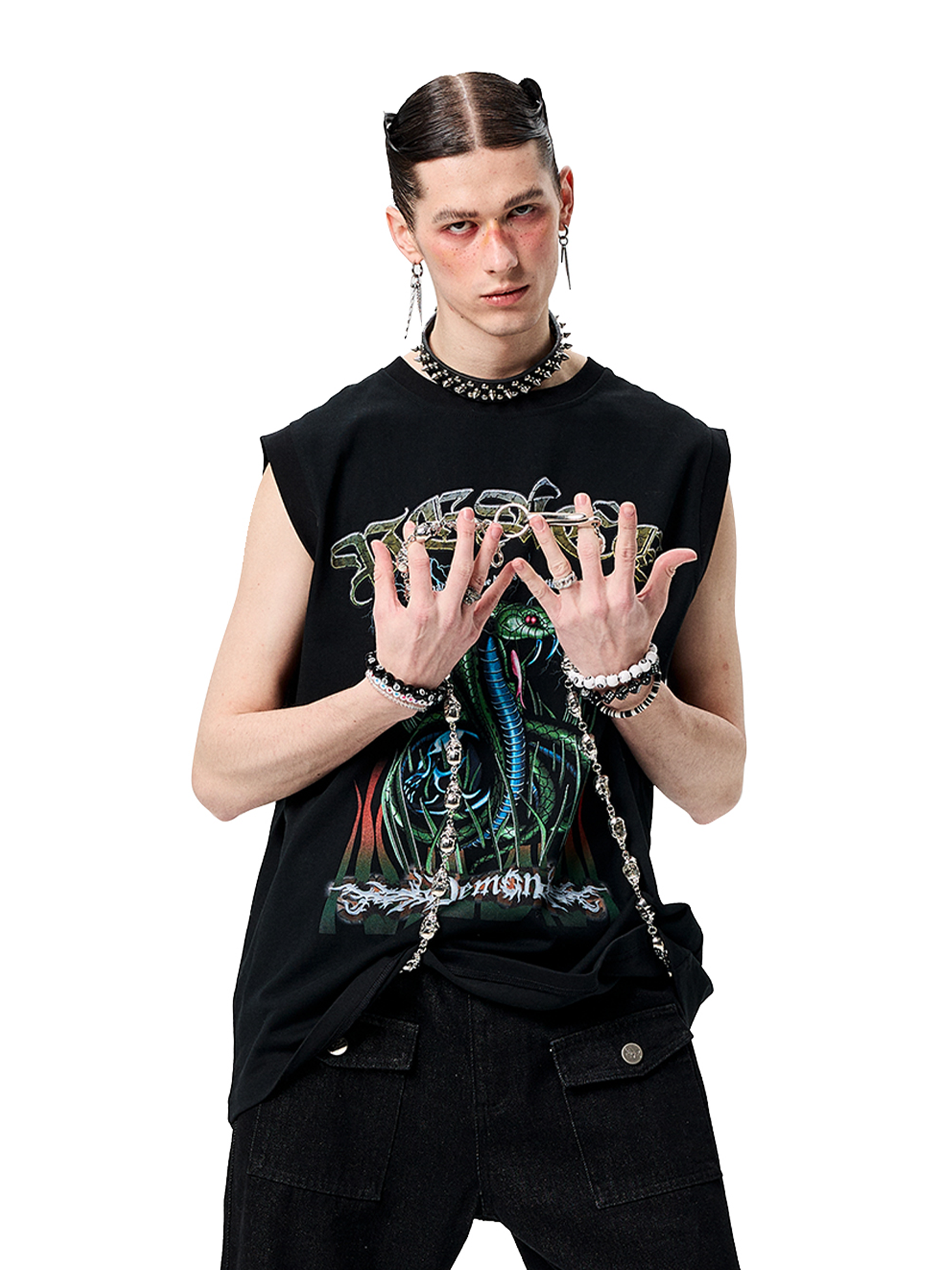 ERISSTOFF Sepultura Cobra Graphic Oversized Tank Top-Tank Top-S-Free Shipping Leatheretro