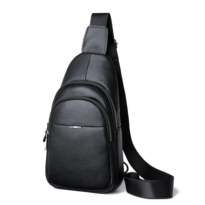 Men’s Genuine Leather Sling Bag – Casual Crossbody Chest Pack-Chest Bags-Minimal-Free Shipping Leatheretro